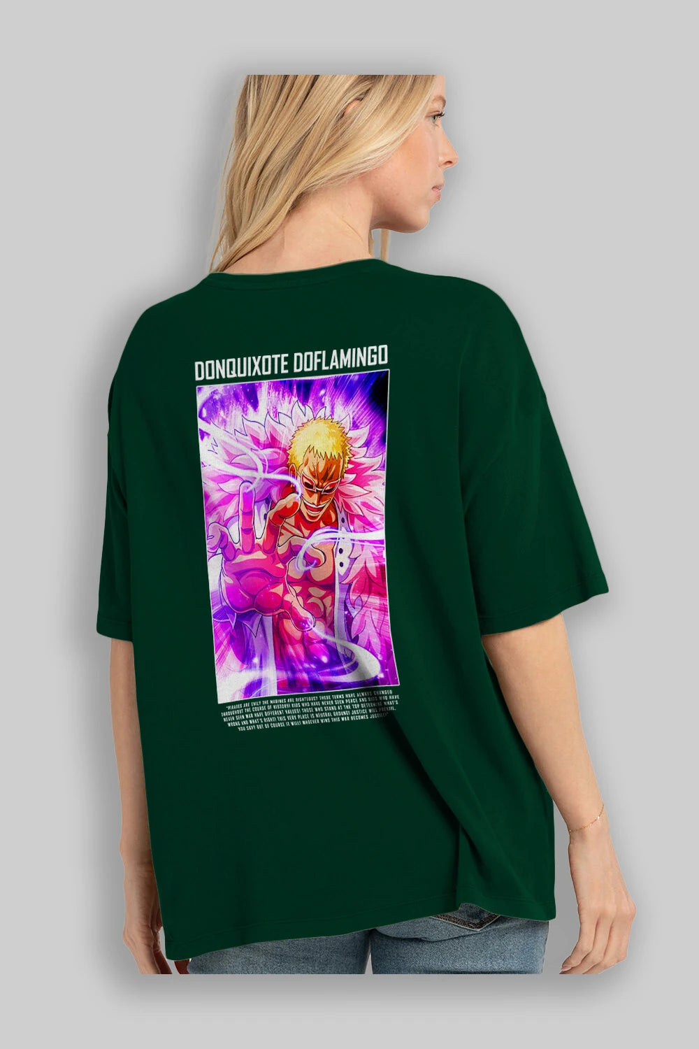 Doflamingo Anime Arka Baskılı Oversize t-shirt Erkek Kadın Unisex %100 pamuk tişort