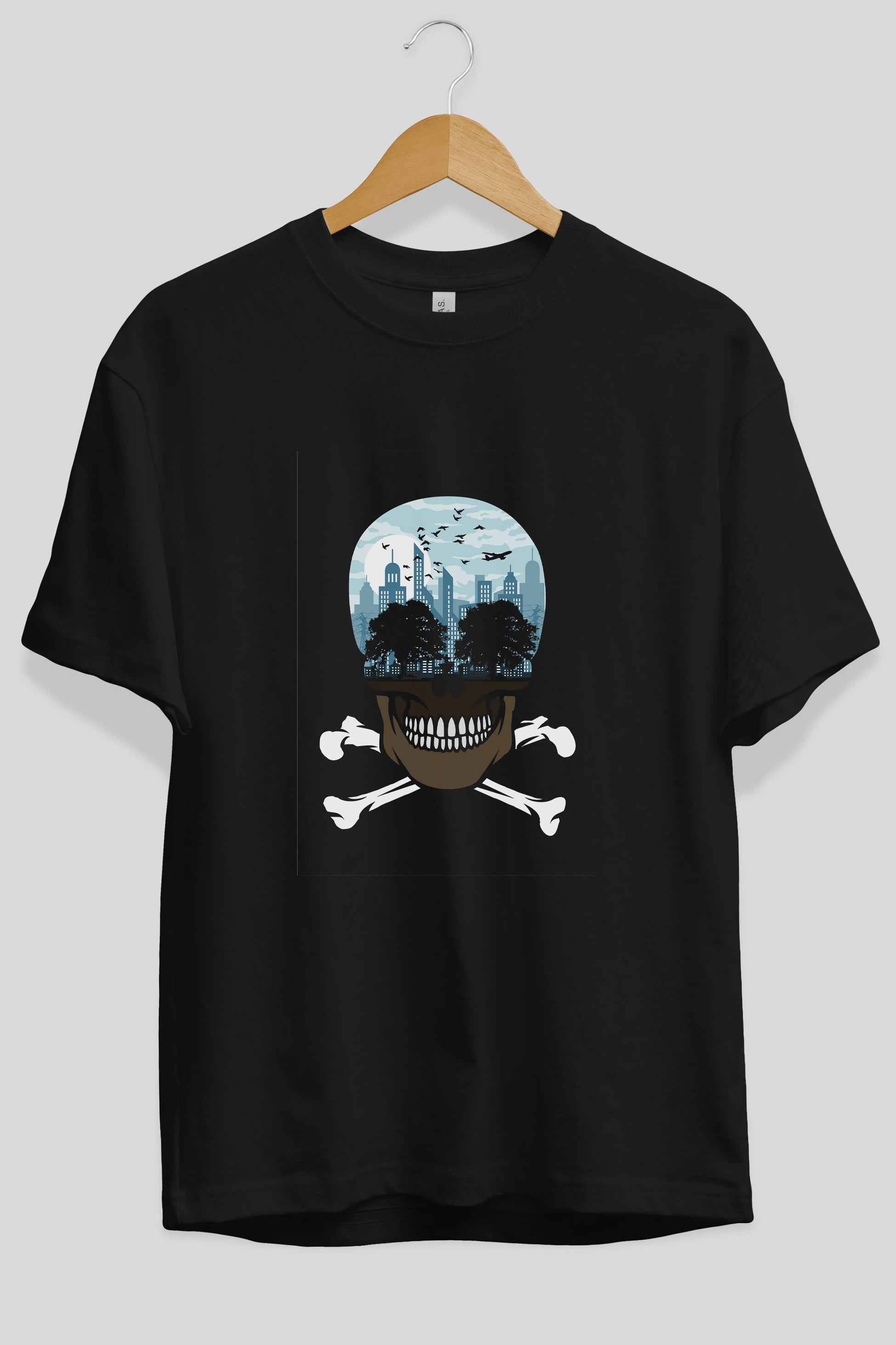 Death City Ön Baskılı Oversize t-shirt %100 pamuk Erkek Kadın Unisex