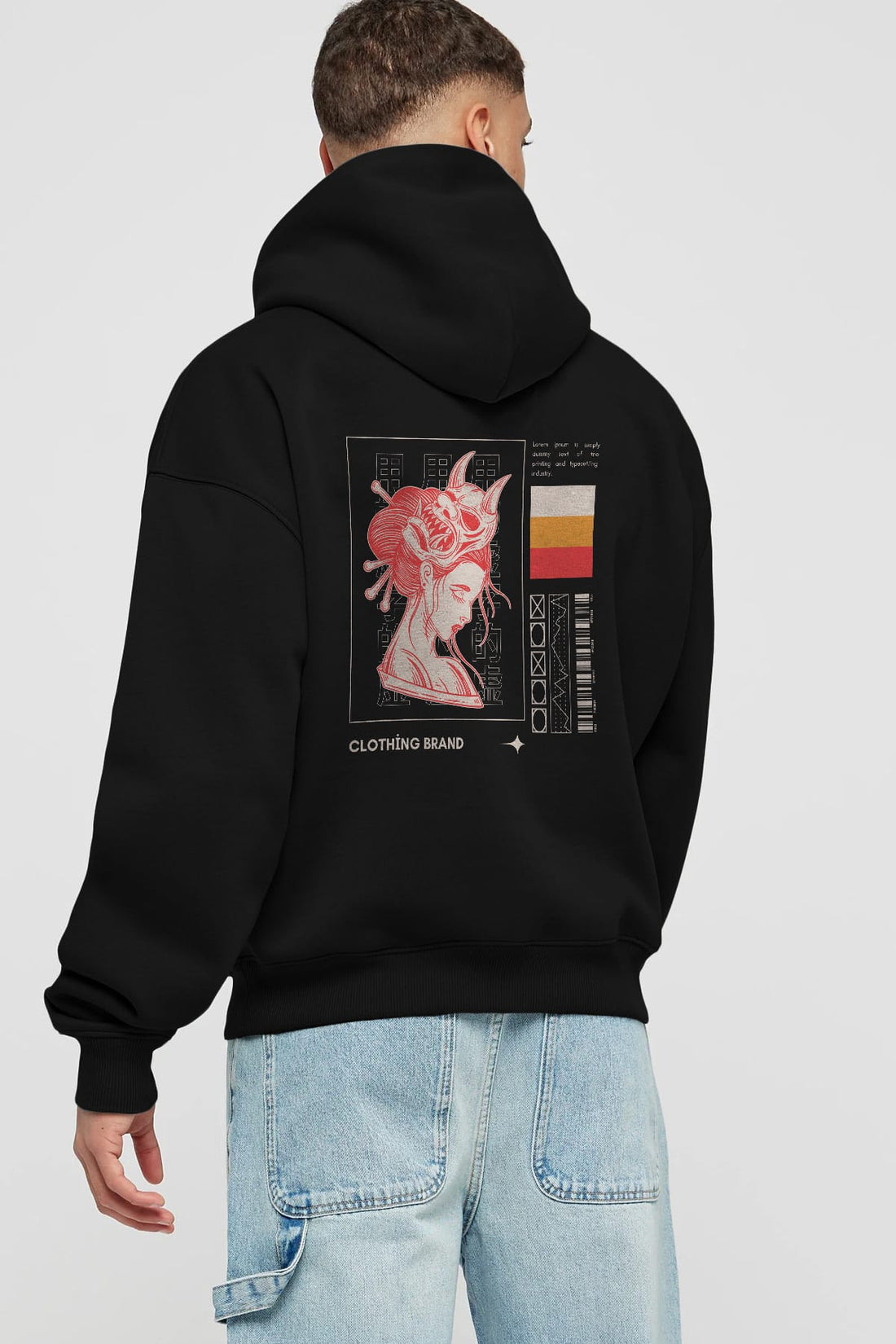 Hipster Japanese Style 2 Arka Baskılı Oversize Hoodie Kapüşonlu Sweatshirt Erkek Kadın Unisex