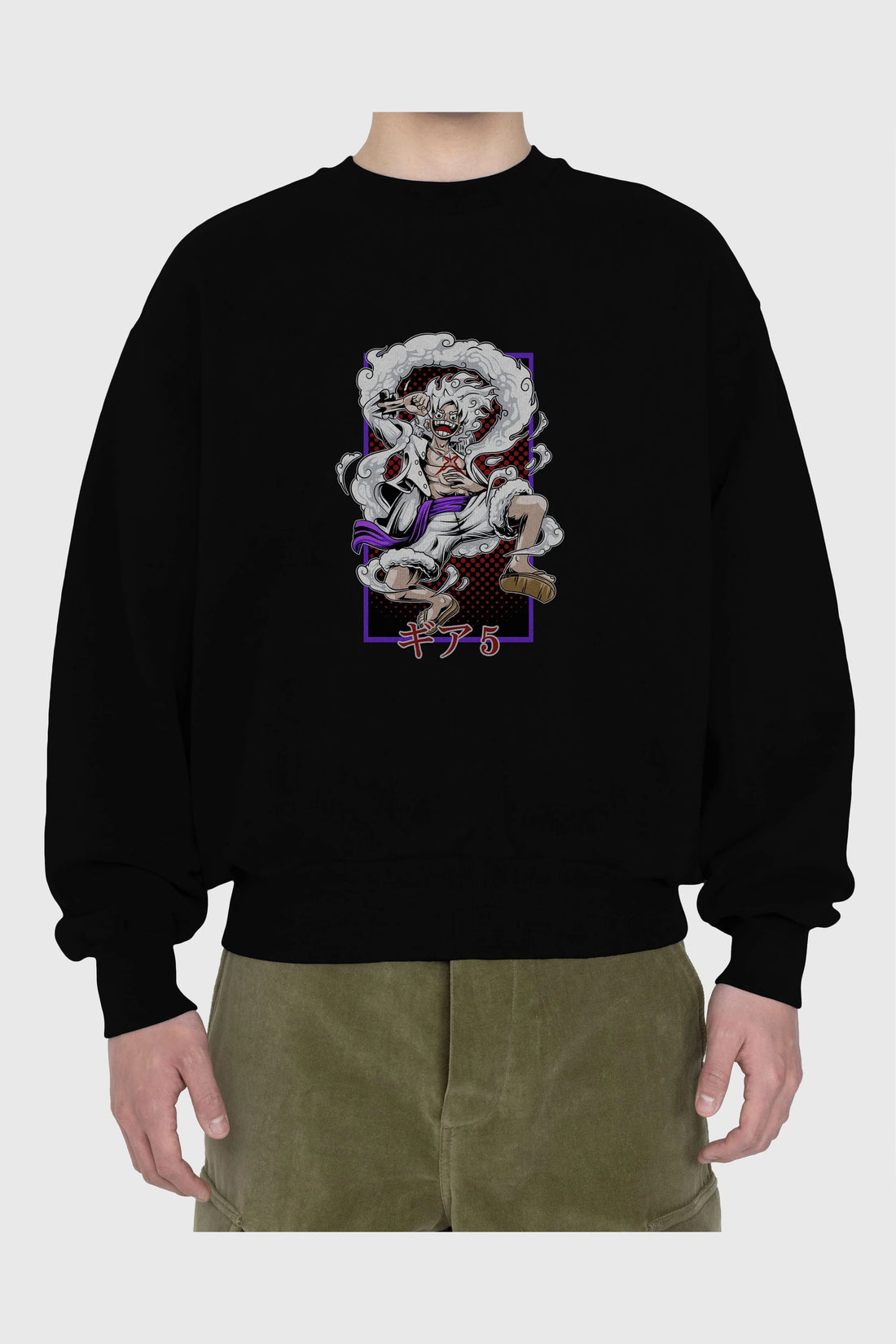MONKEY D. LUFFY GEAR5 Anime Ön Baskılı Oversize Sweatshirt Erkek Kadın Unisex