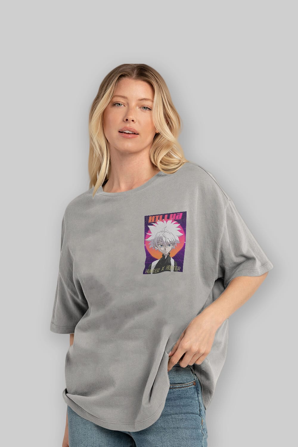 Killua Zoldyck 12 1 Ön Sol Baskılı Oversize t-shirt Erkek Kadın Unisex %100 Pamuk Bisiklet Yaka tişort