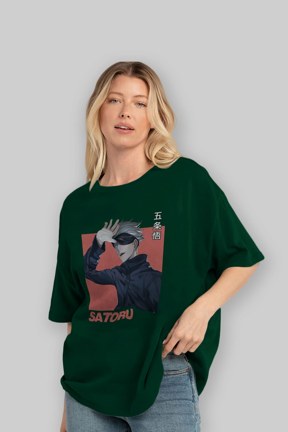 SATORU GOJO 2 Anime Ön Baskılı Oversize t-shirt %100 pamuk Erkek Kadın Unisex