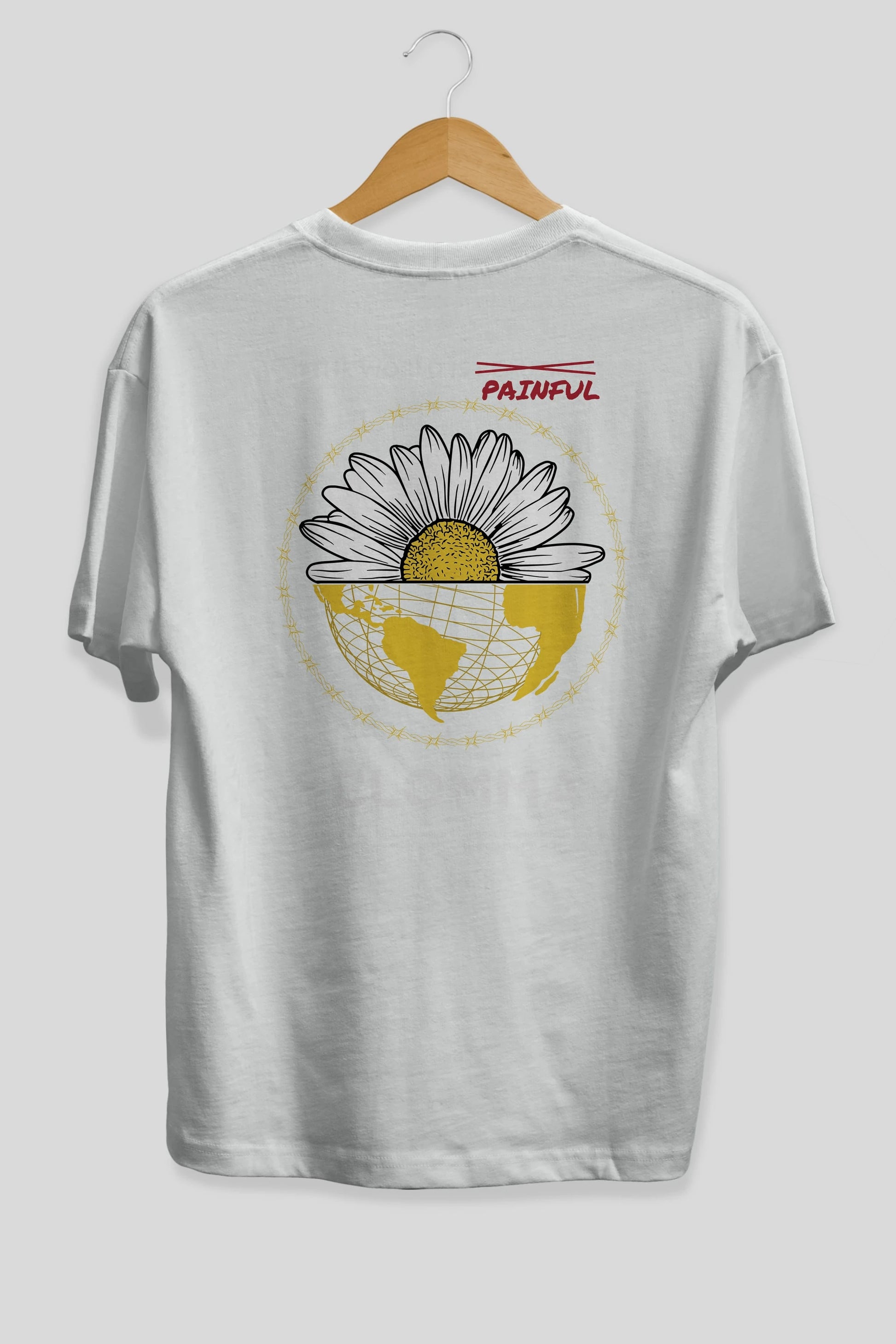 Blomma Arka Baskılı Oversize t-shirt Erkek Kadın Unisex