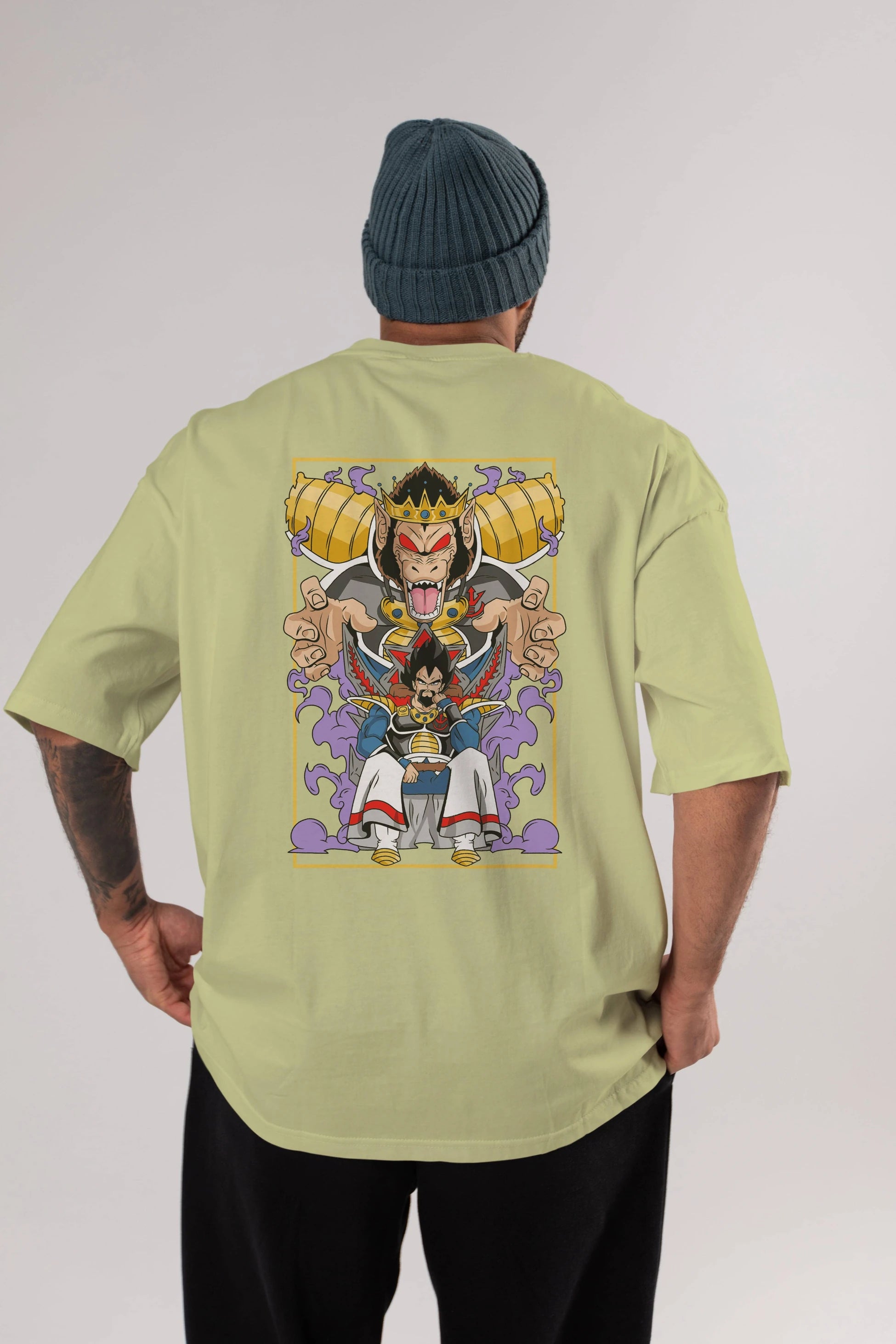 DragonBall ReyVegeta Anime Arka Baskılı Oversize t-shirt Erkek Kadın Unisex