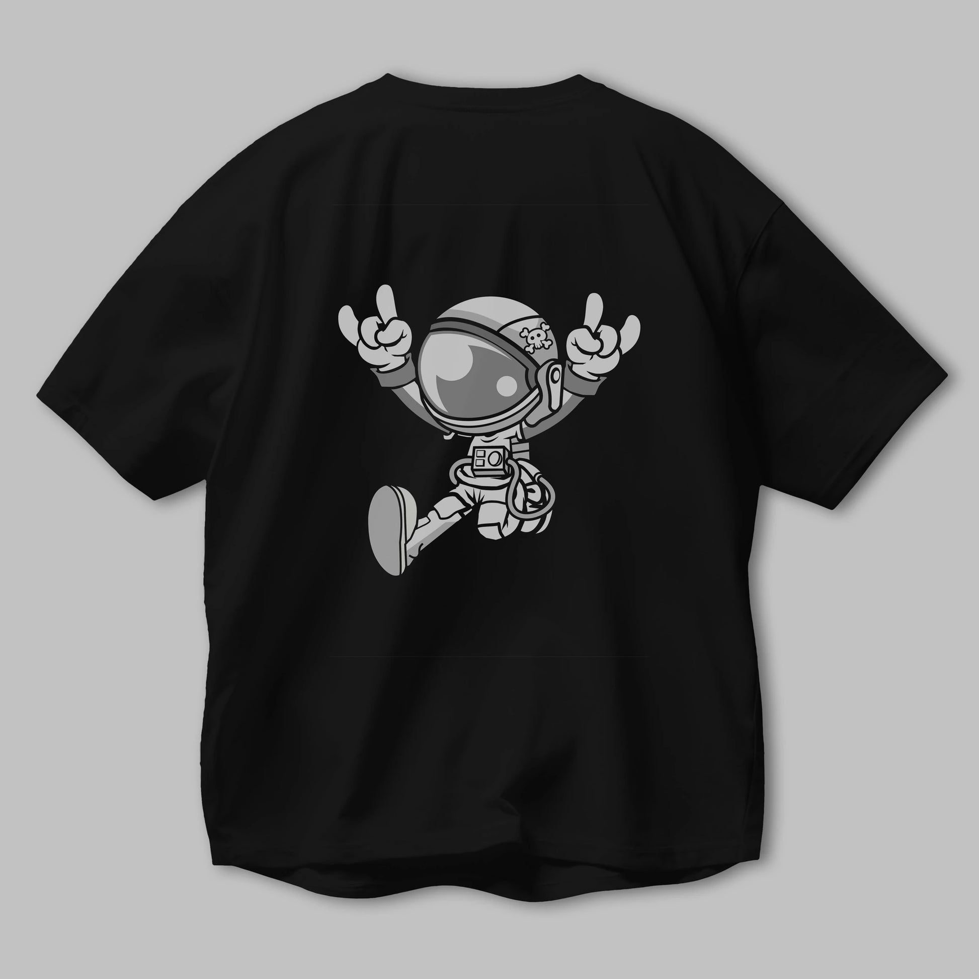 Astronaut Metal Arka Baskılı Oversize t-shirt Erkek Kadın Unisex %100 Pamuk tişort