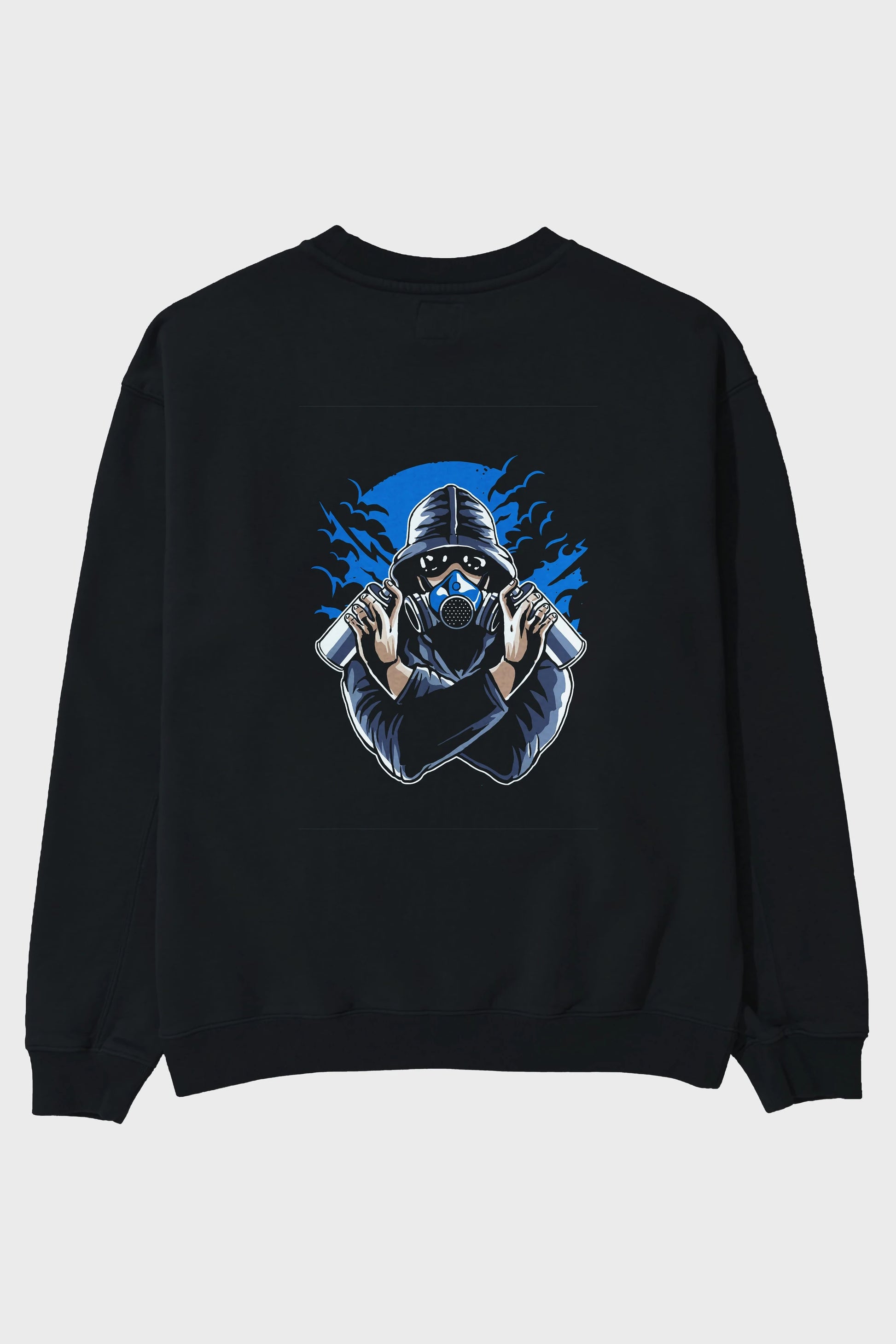 Graffiti Gasmask Arka Baskılı Oversize Sweatshirt Erkek Kadın Unisex