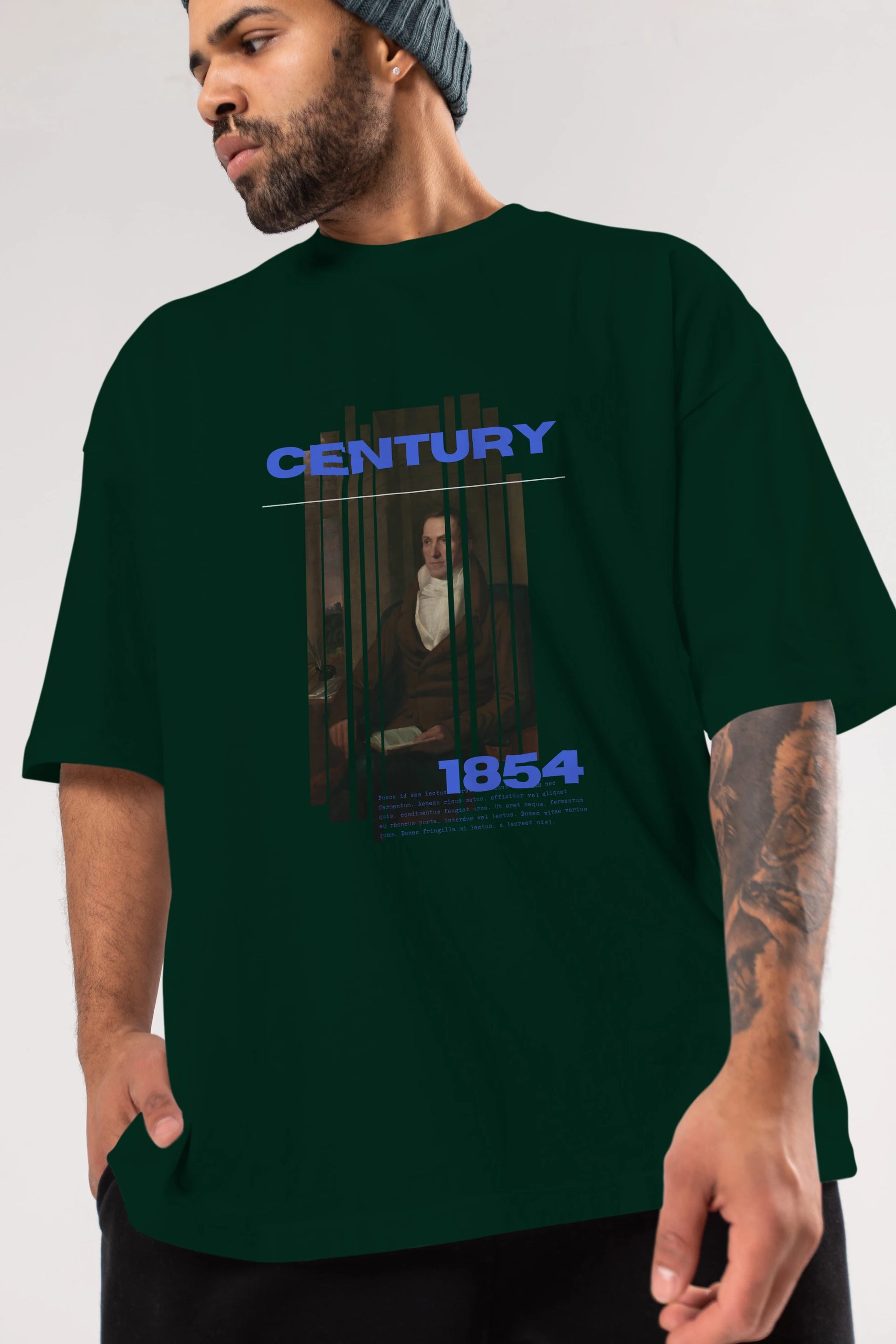 Century 1854 Yazılı Ön Baskılı Oversize t-shirt Erkek Kadın Unisex