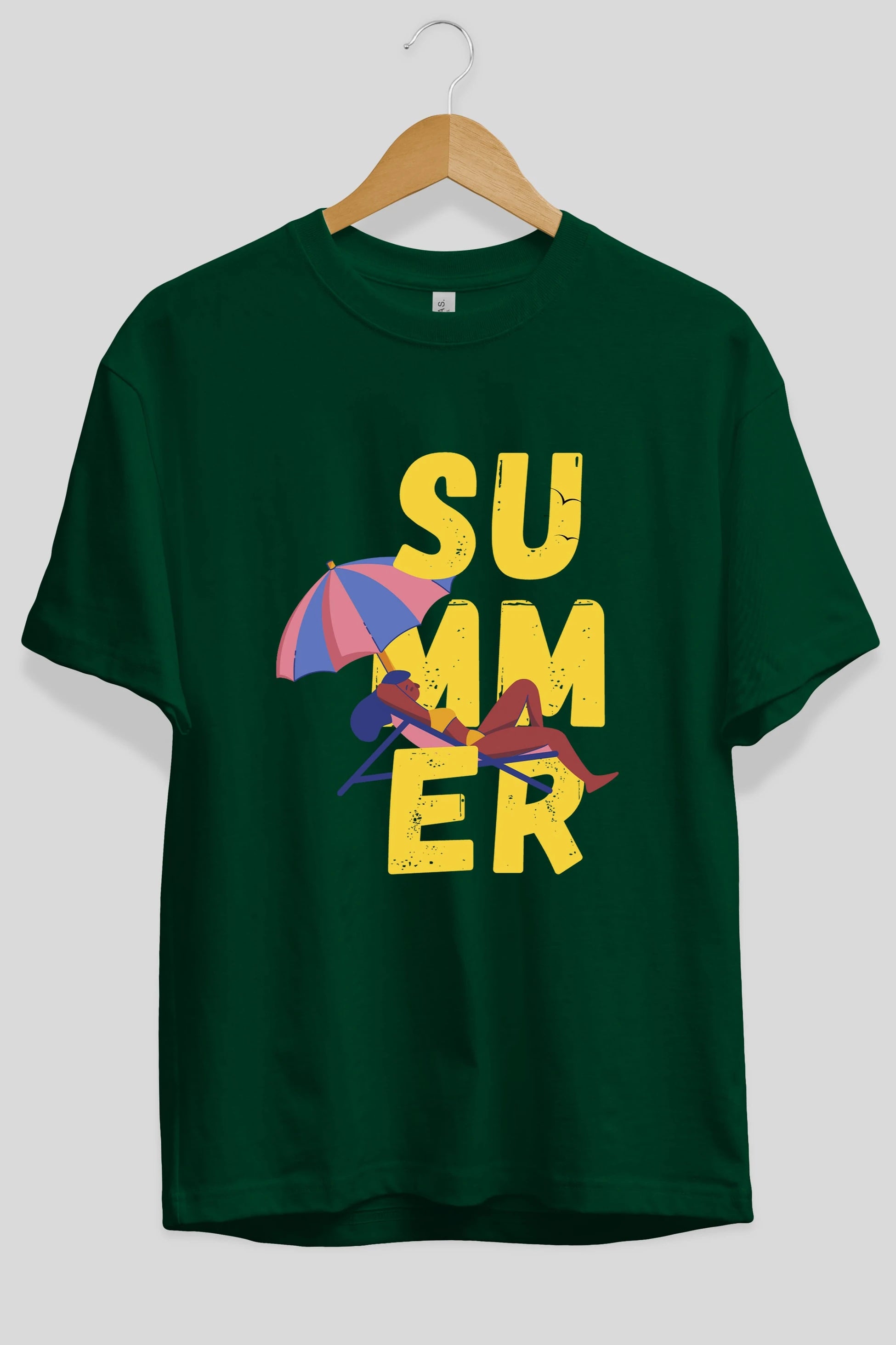 Summer Yazılı Ön Baskılı Oversize t-shirt Erkek Kadın Unisex