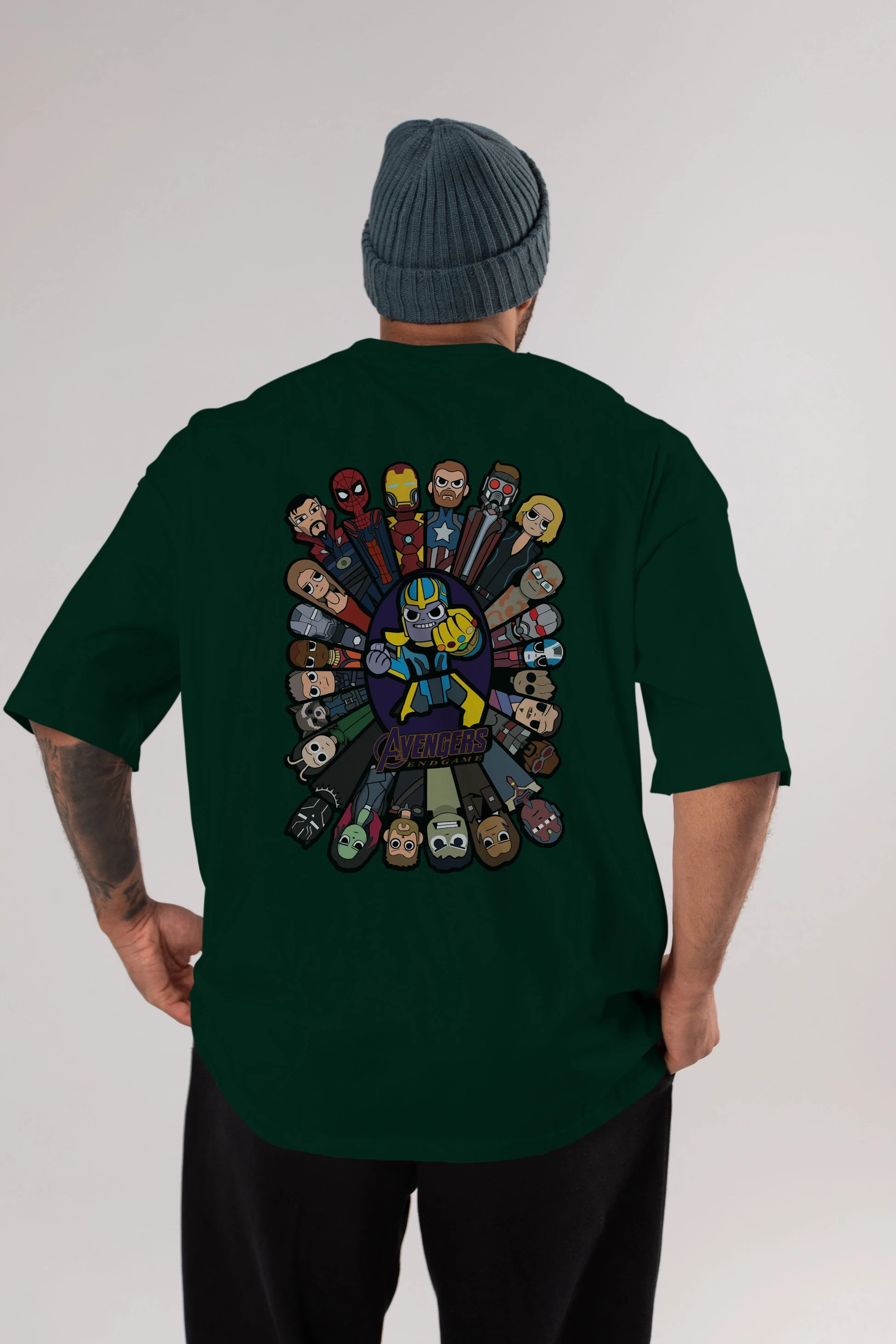 The Avengers (2) Arka Baskılı Oversize t-shirt Erkek Kadın Unisex %100 Pamuk Bisiklet Yaka tişort