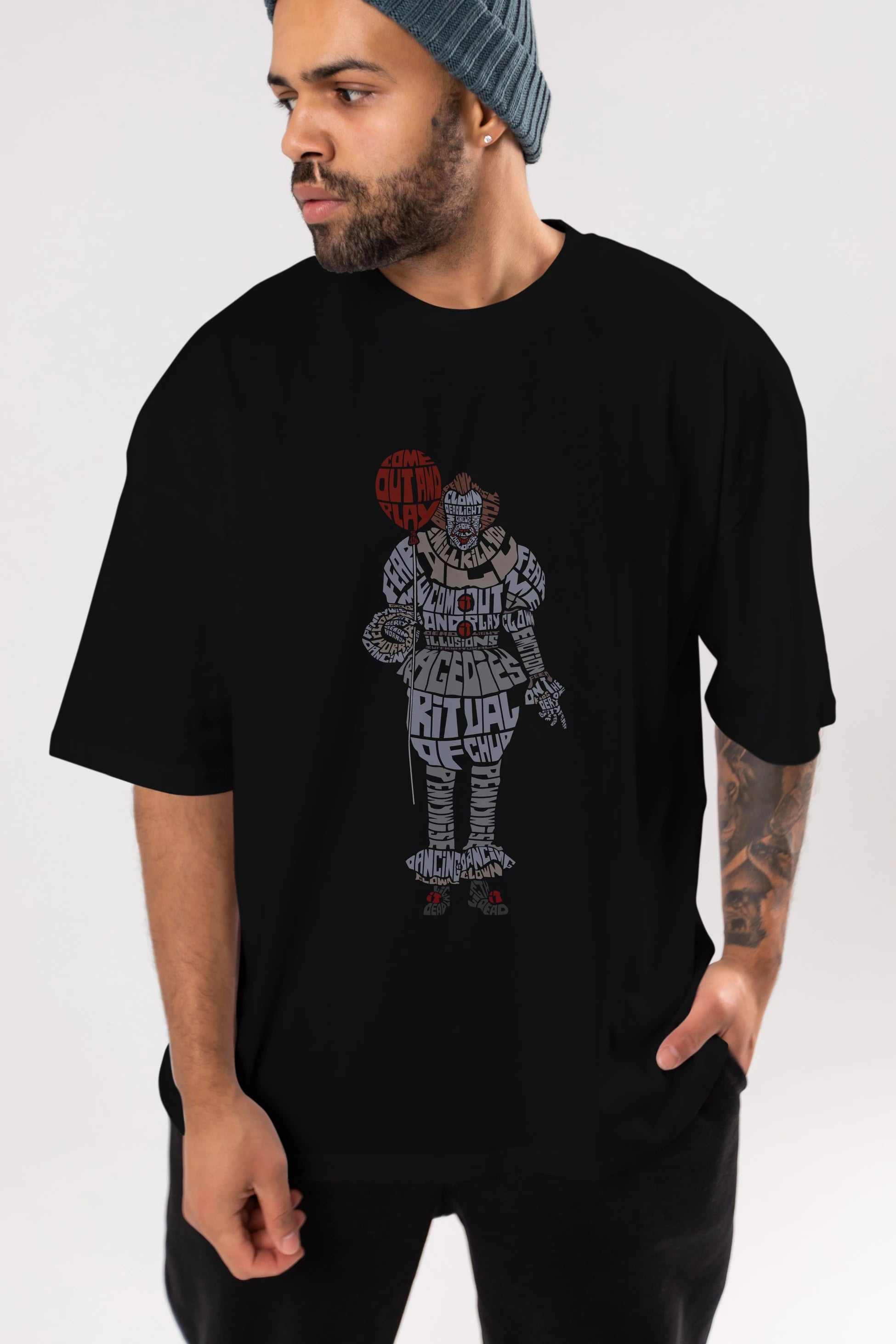 It Ön Baskılı Oversize t-shirt %100 pamuk Erkek Kadın Unisex