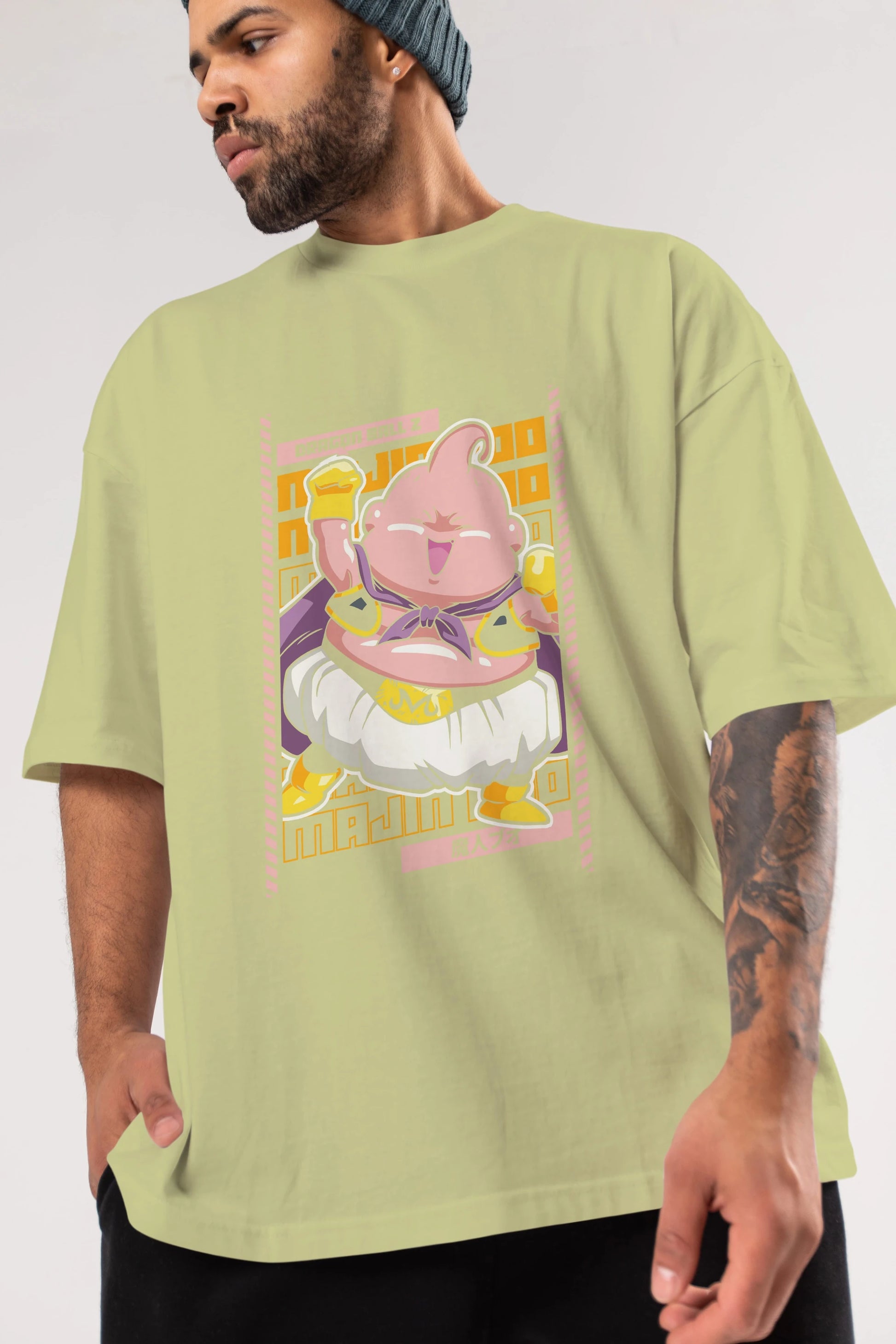 MAJIN BOO1 Anime Ön Baskılı Oversize t-shirt %100 pamuk Erkek Kadın Unisex