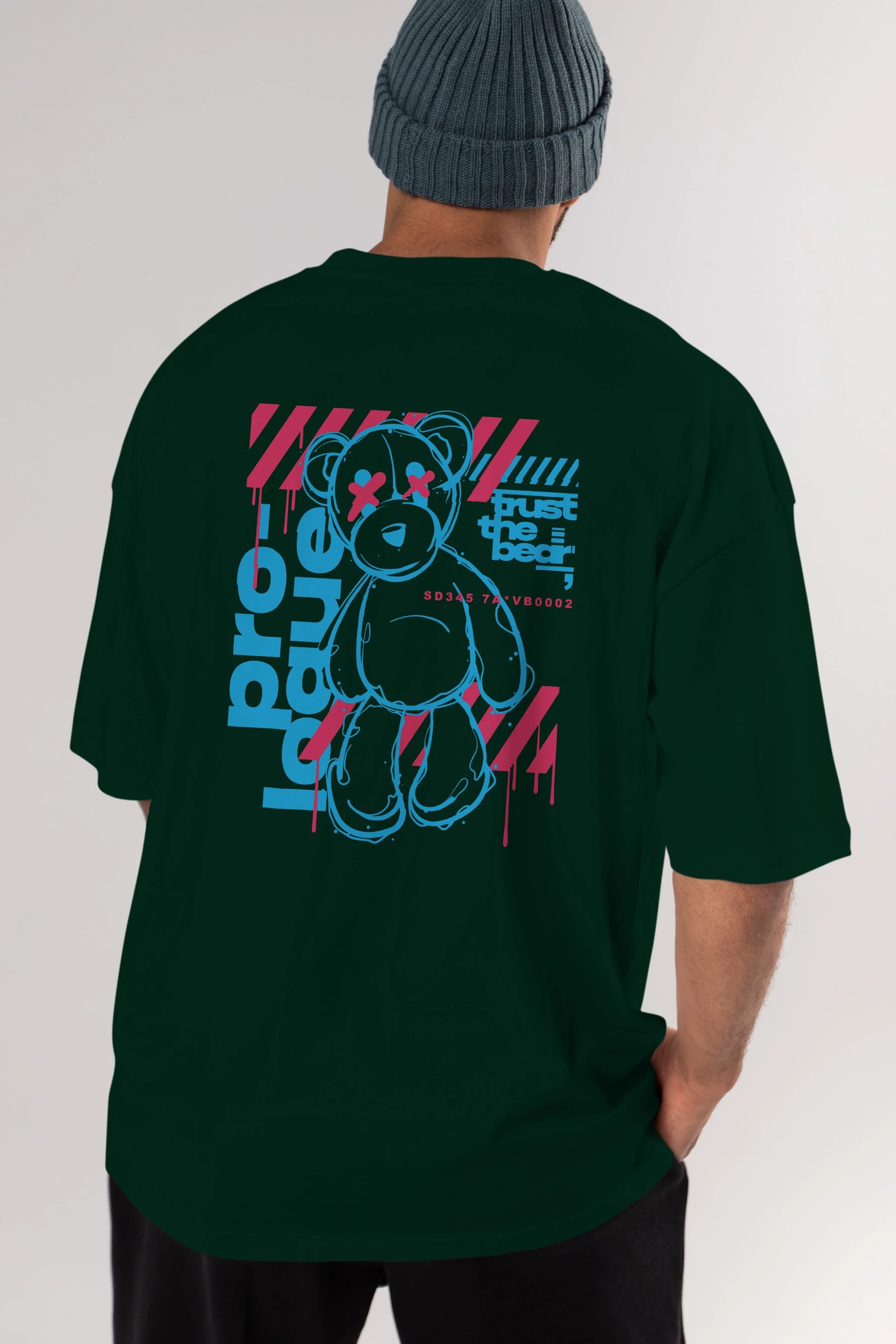 Trust The Bear Arka Baskılı Oversize t-shirt Erkek Kadın Unisex