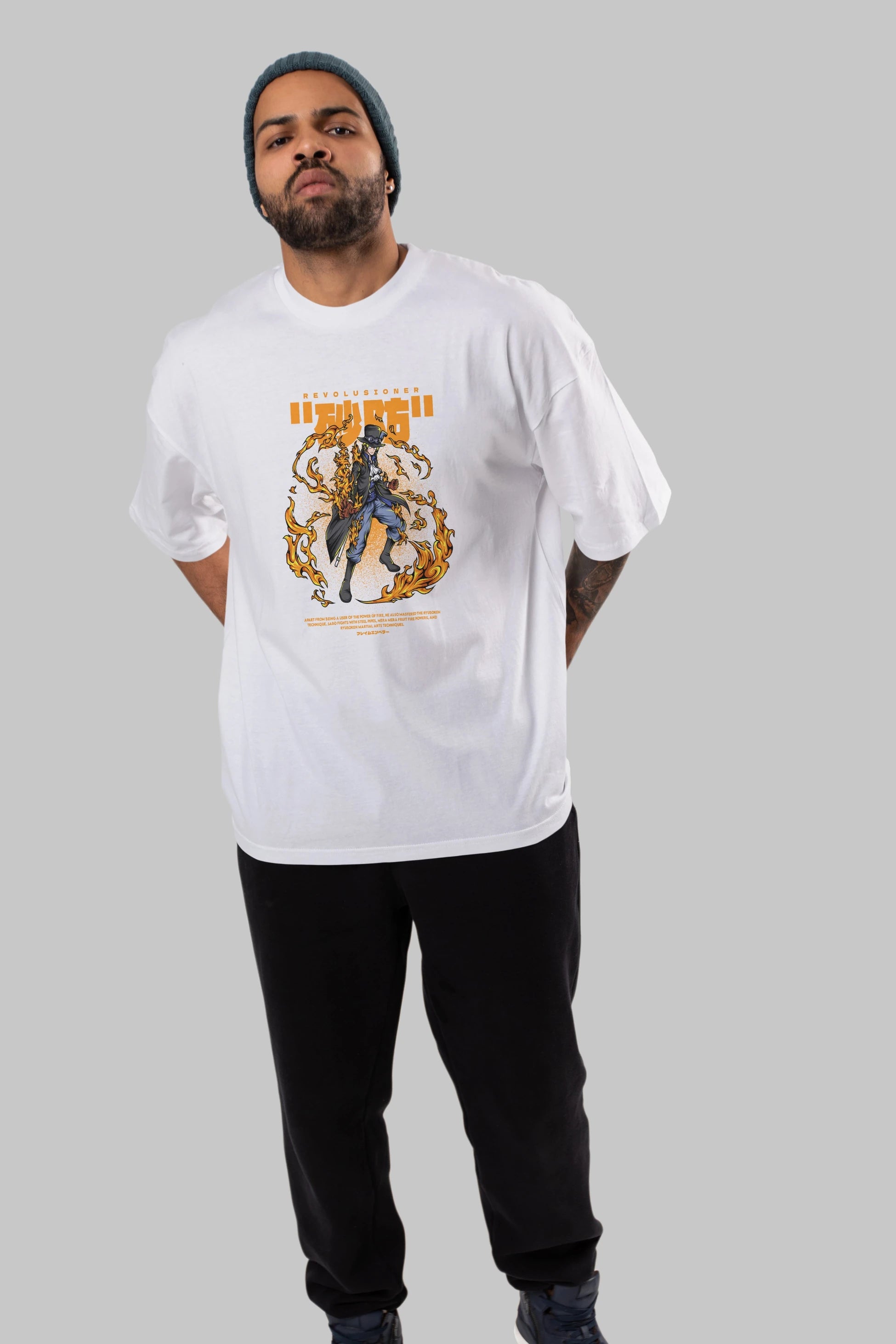 Revolusioner Sabo Anime Ön Baskılı Oversize t-shirt %100 pamuk Erkek Kadın Unisex