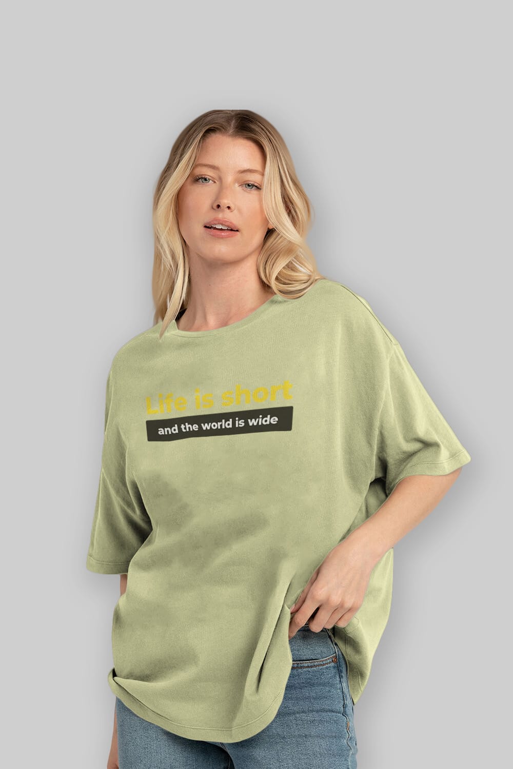 Life is Short Yazılı Ön Baskılı Oversize t-shirt Erkek Kadın Unisex