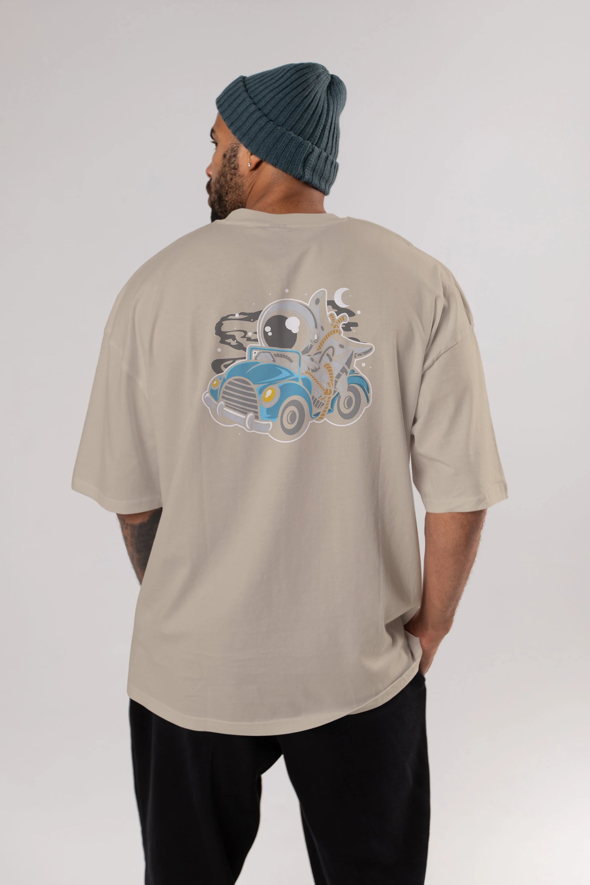 Astronaut Journey Arka Baskılı Oversize t-shirt Erkek Kadın Unisex