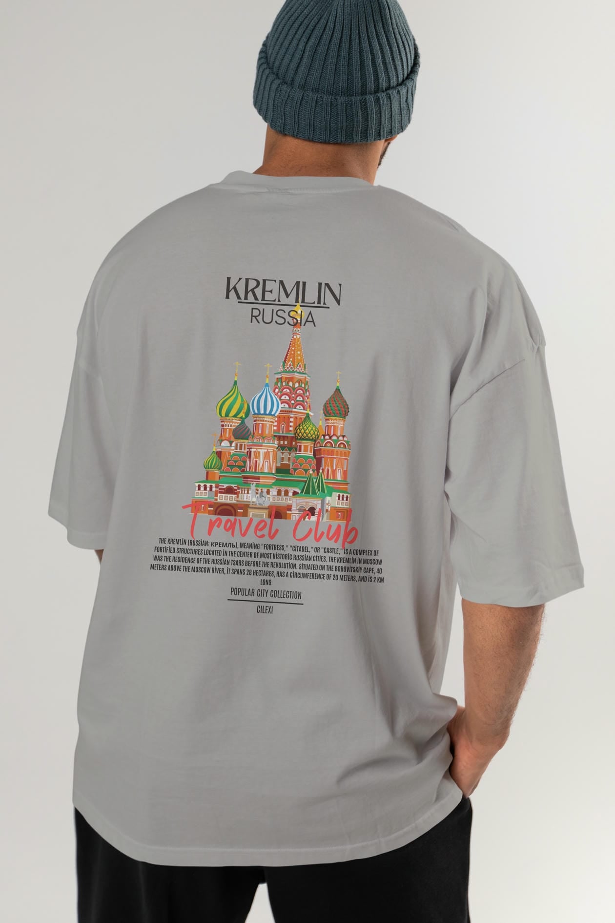 Kremlin Russia Arka Baskılı Oversize t-shirt Erkek Kadın Pamuk Bisiklet Yaka tişort