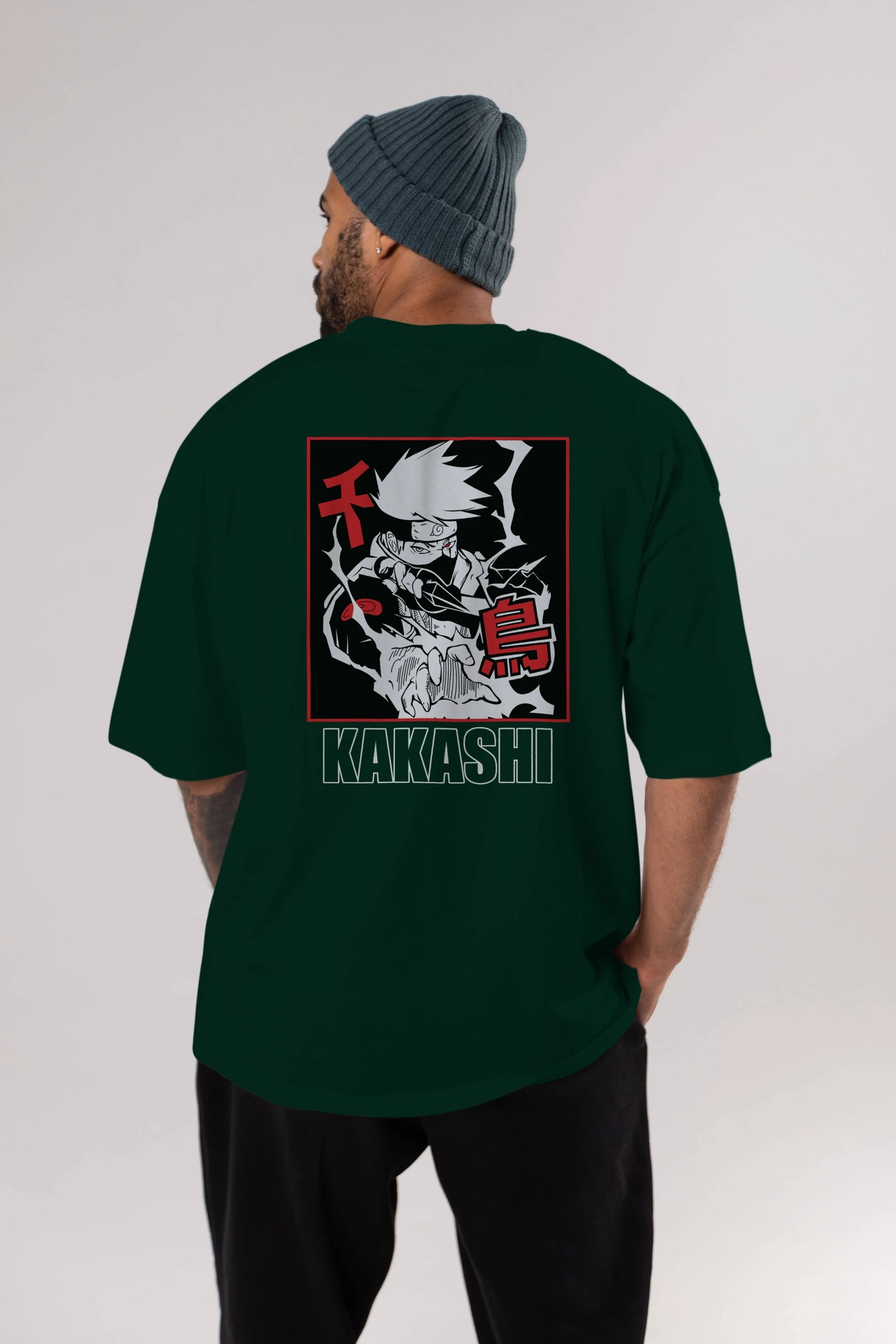 KAKASHI HATAKE NARUTO Anime Arka Baskılı Oversize t-shirt Erkek Kadın Unisex