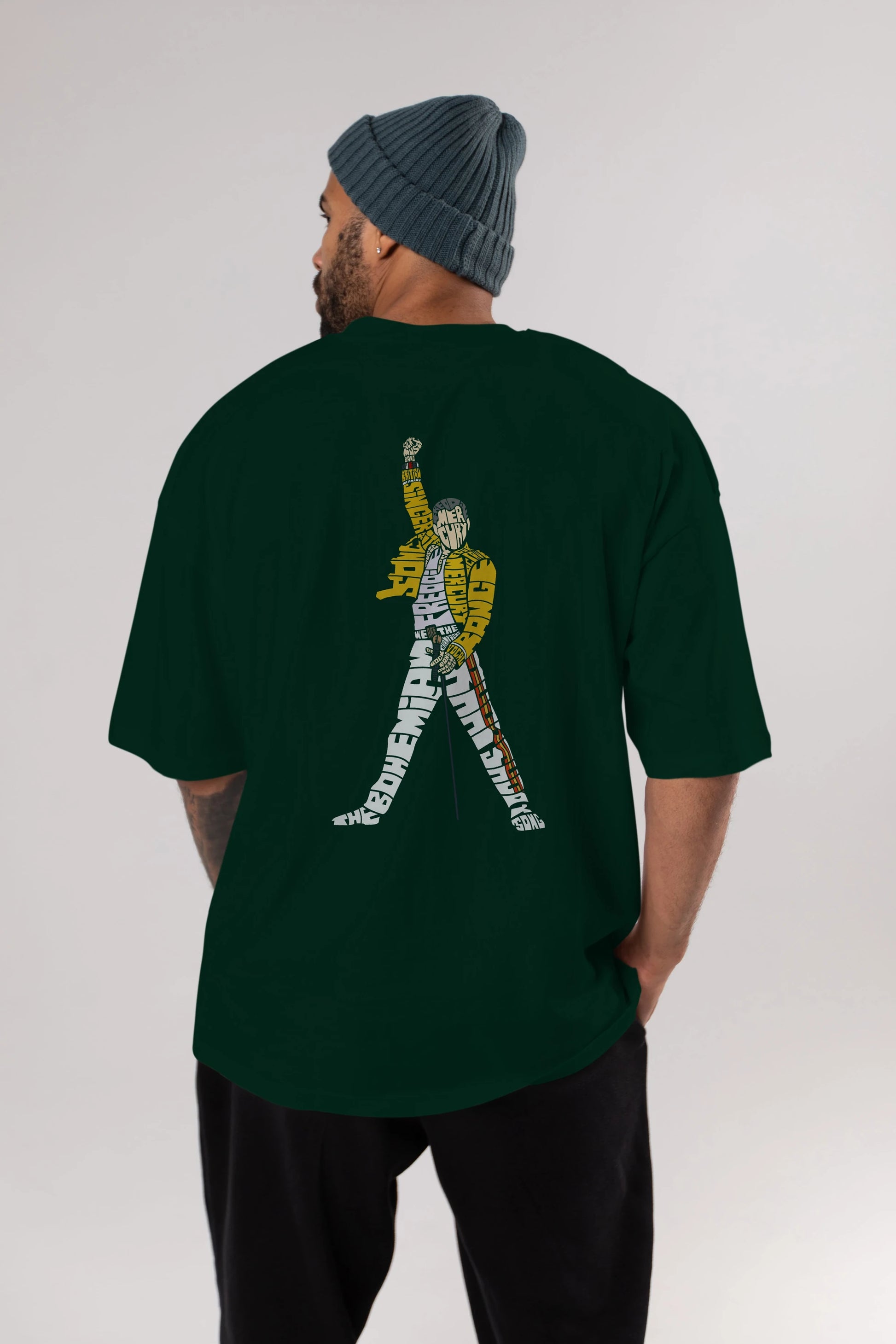 Freddy Mercury Arka Baskılı Oversize t-shirt %100 pamuk Erkek Kadın Unisex