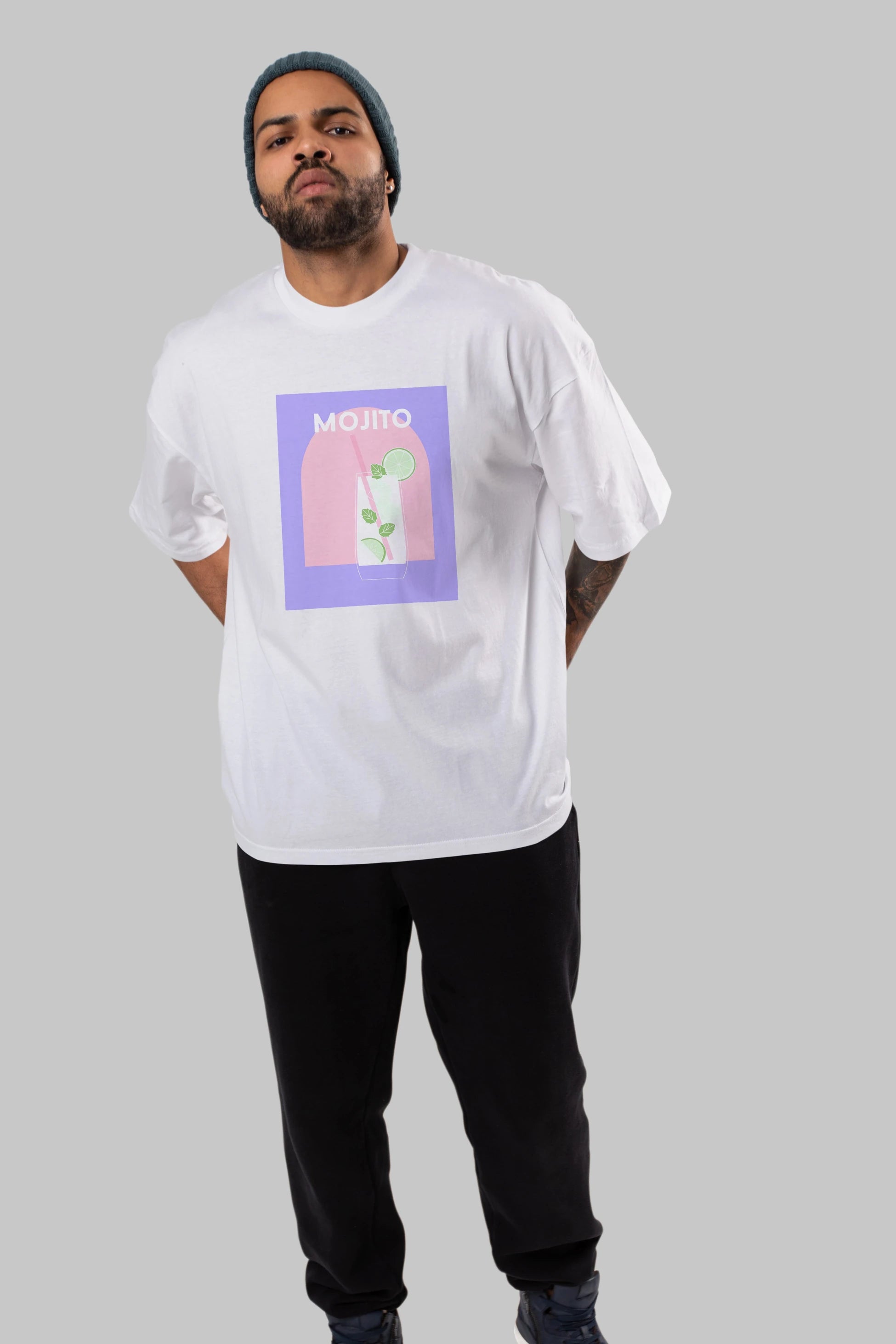 Mojito 2 Ön Baskılı Oversize t-shirt Erkek Kadın Unisex %100 Pamuk Bisiklet Yaka tişort