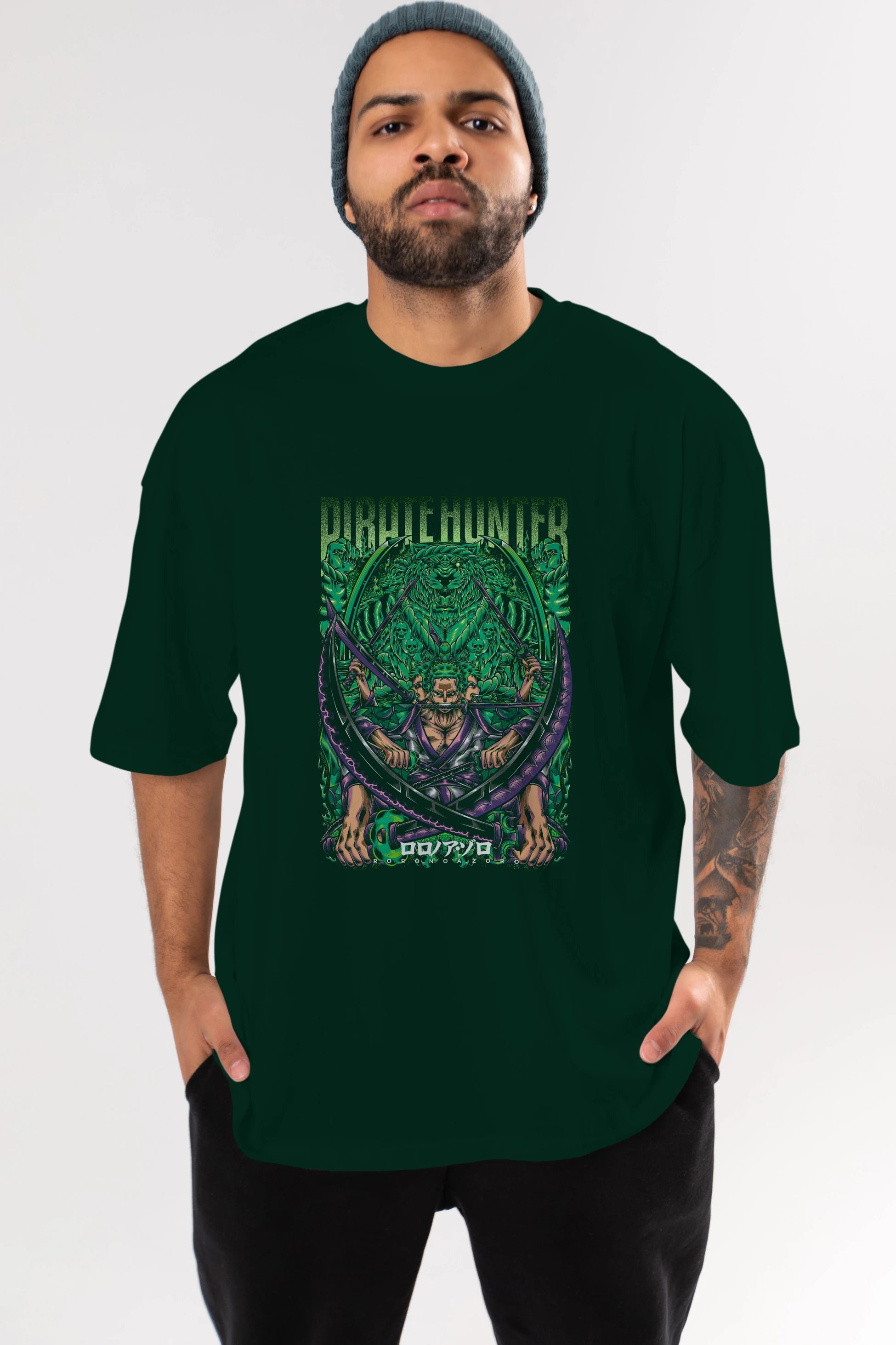 RORONOA ZORO 3 Anime Ön Baskılı Oversize t-shirt %100 pamuk Erkek Kadın Unisex