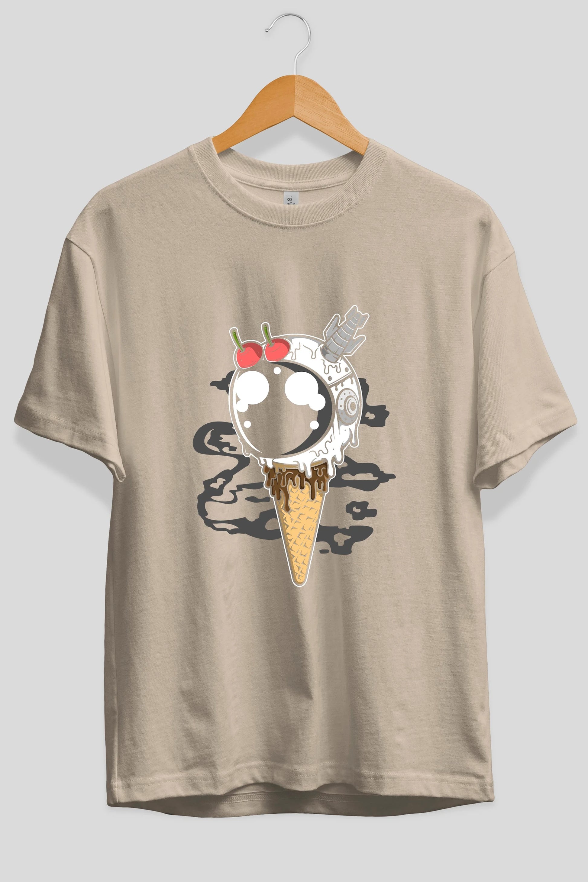 Astronaut Ice Cream Ön Baskılı Oversize t-shirt Erkek Kadın Unisex