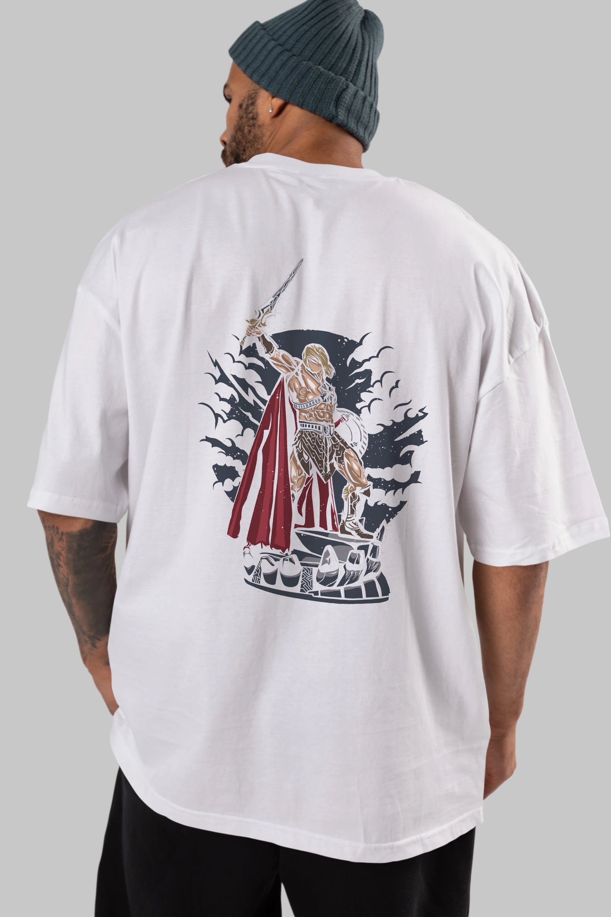 Warrior Arka Baskılı Oversize t-shirt Erkek Kadın Unisex %100 Pamuk