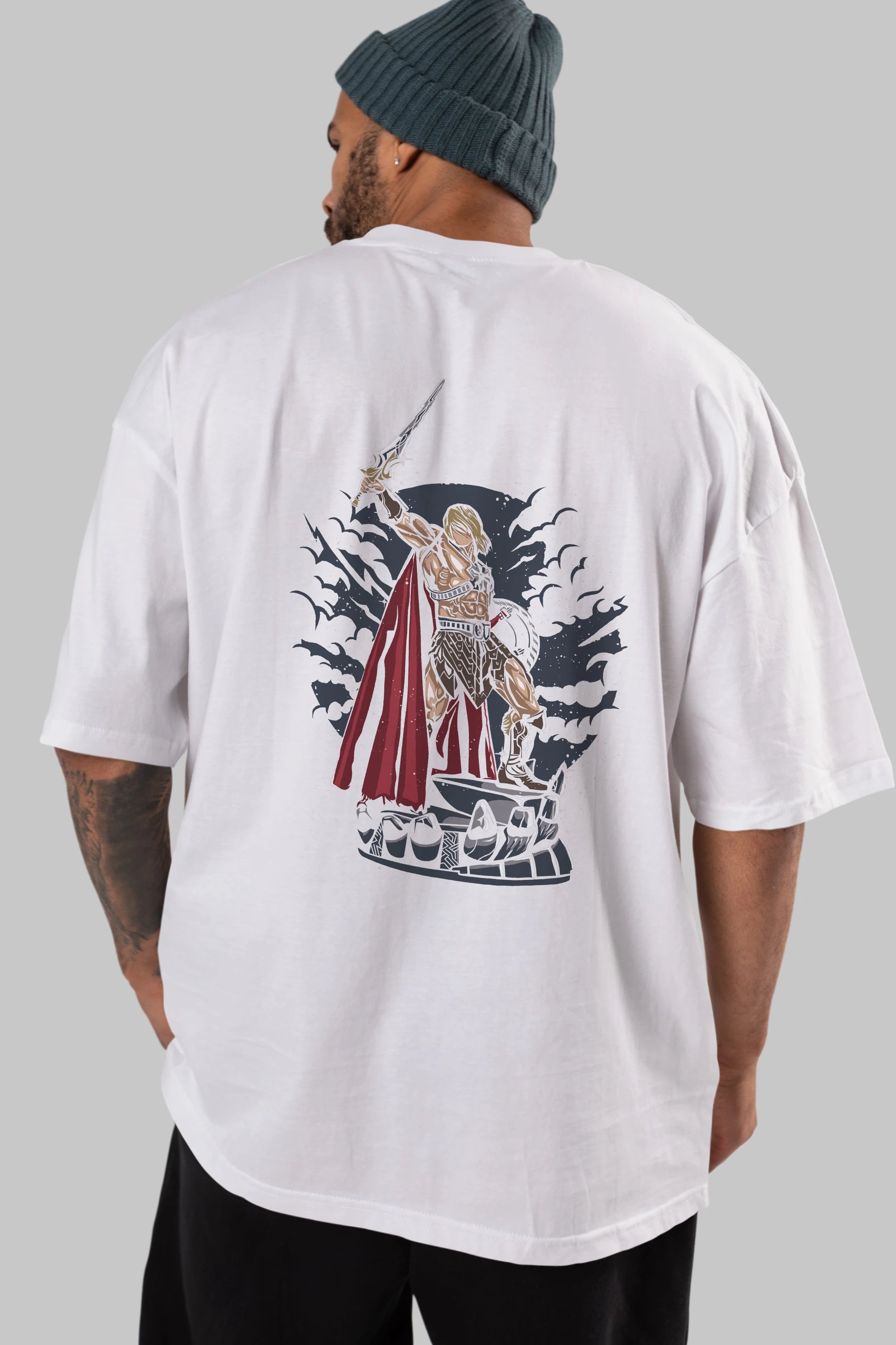 Warrior Arka Baskılı Oversize t-shirt Erkek Kadın Unisex %100 Pamuk