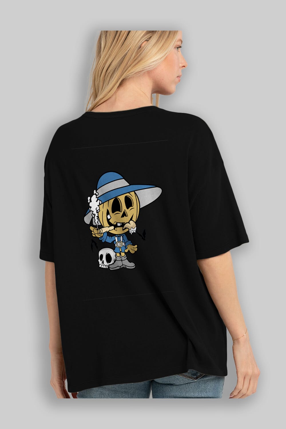 Halloween Kid Arka Baskılı Oversize t-shirt Erkek Kadın Unisex %100 Pamuk tişort