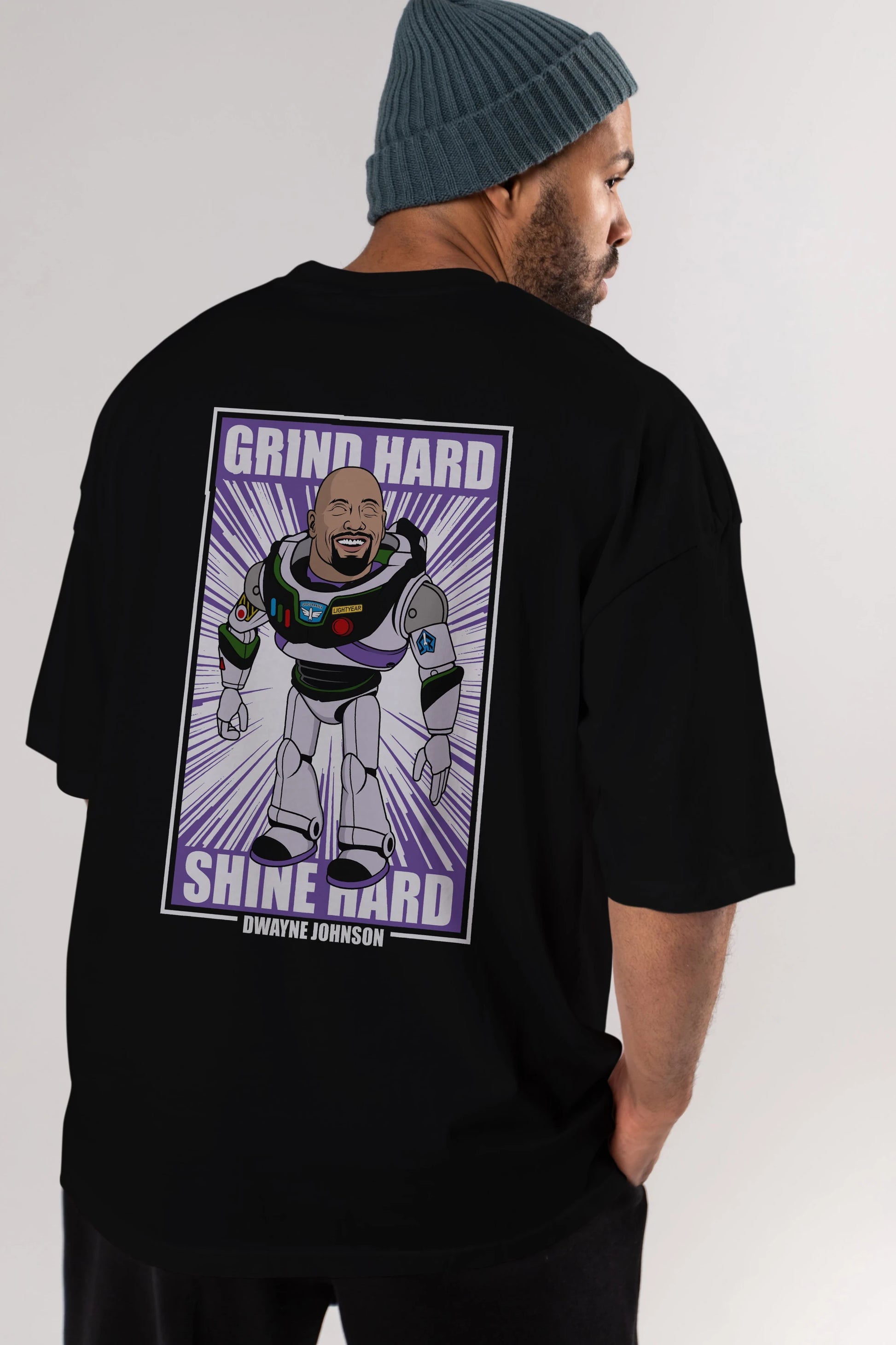 Dwayne Johnson Buzz Lightyear Arka Baskılı Oversize t-shirt Erkek Kadın Unisex %100 Pamuk tişort