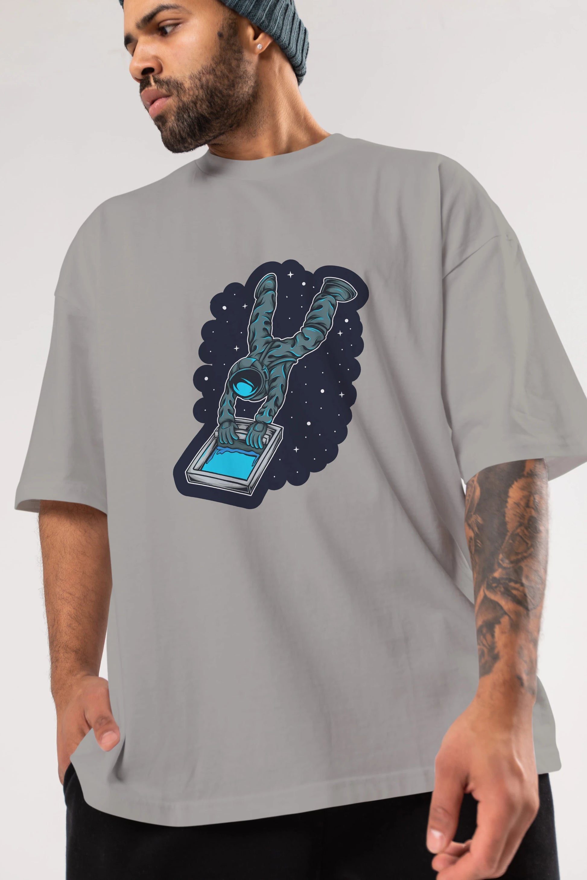 Astroscreen Sticker Ön Baskılı Oversize t-shirt Erkek Kadın Unisex