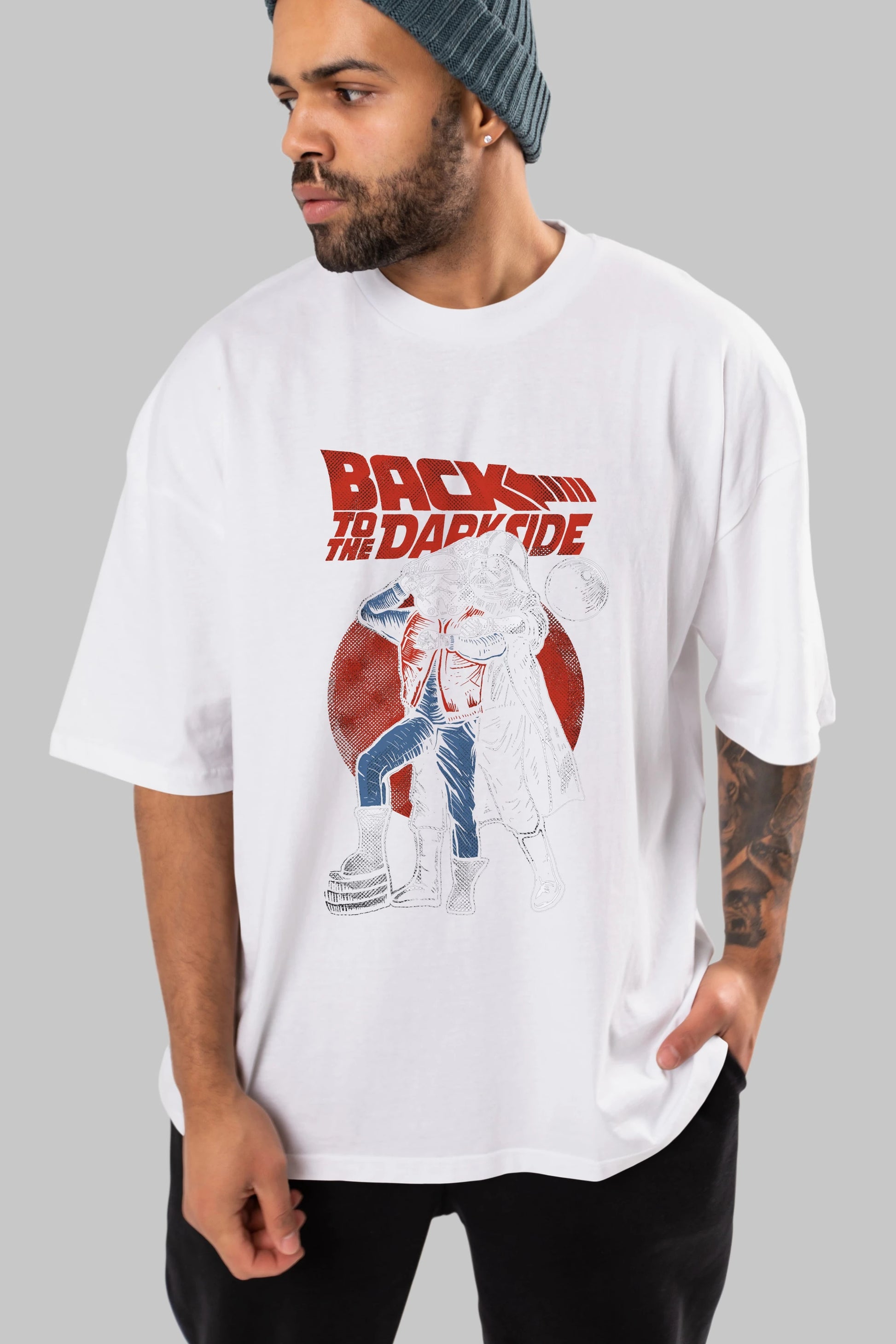Back To The Darkside Ön Baskılı Oversize t-shirt Erkek Kadın Unisex %100 Pamuk tişort