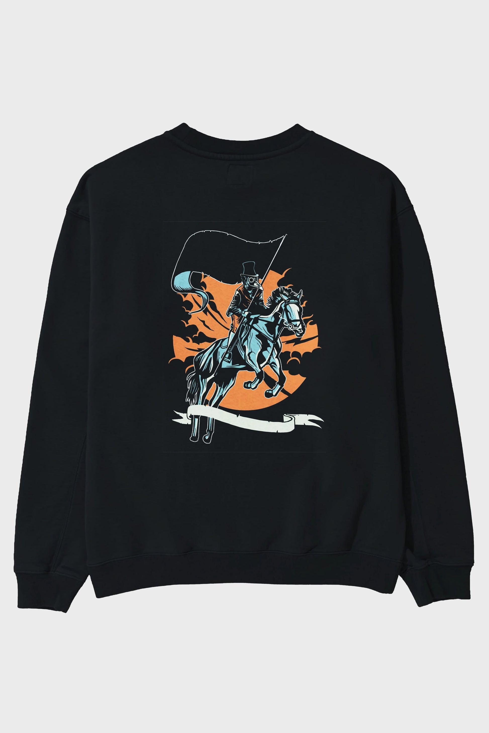 Plague Doctor Arka Baskılı Oversize Sweatshirt Erkek Kadın Unisex