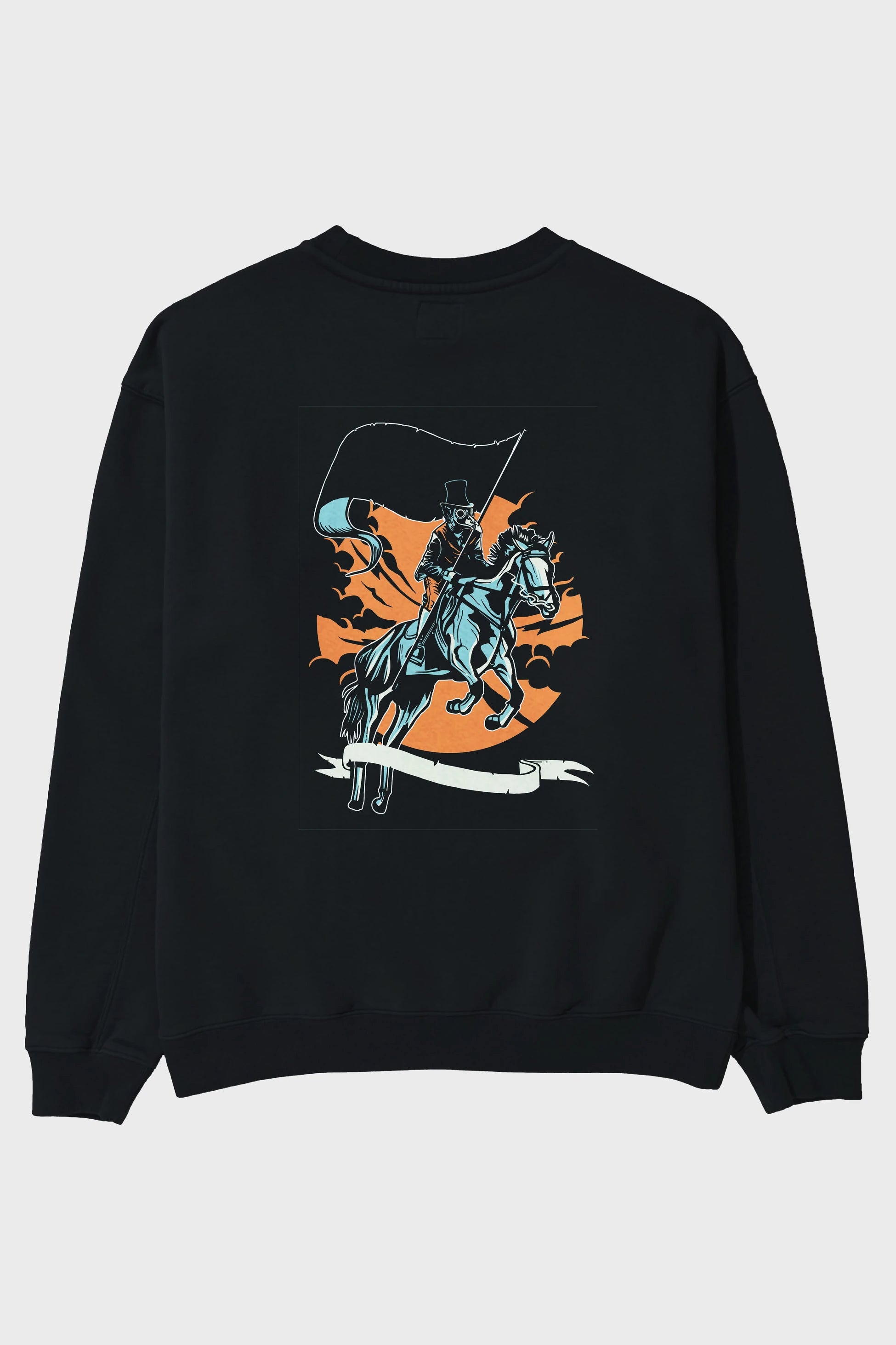 Plague Doctor Arka Baskılı Oversize Sweatshirt Erkek Kadın Unisex