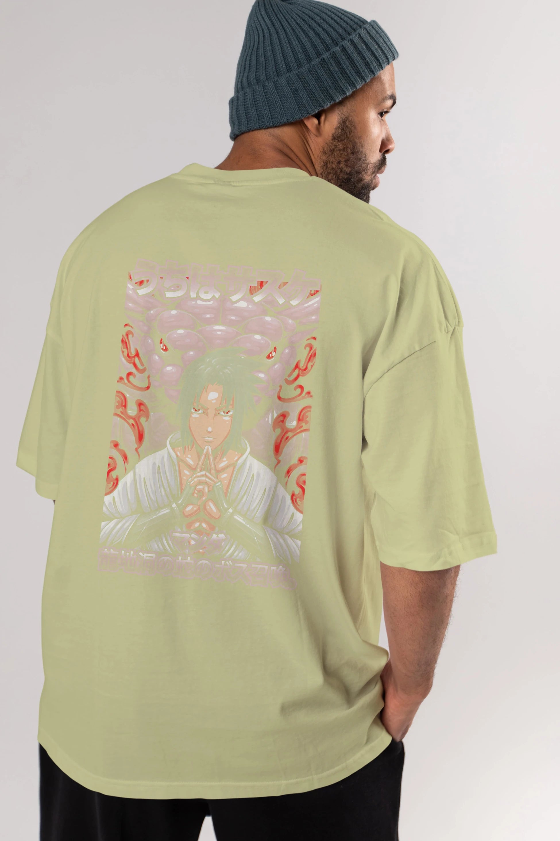 NARUTO SASUKE UCHIHA Anime Arka Baskılı Oversize t-shirt Erkek Kadın Unisex