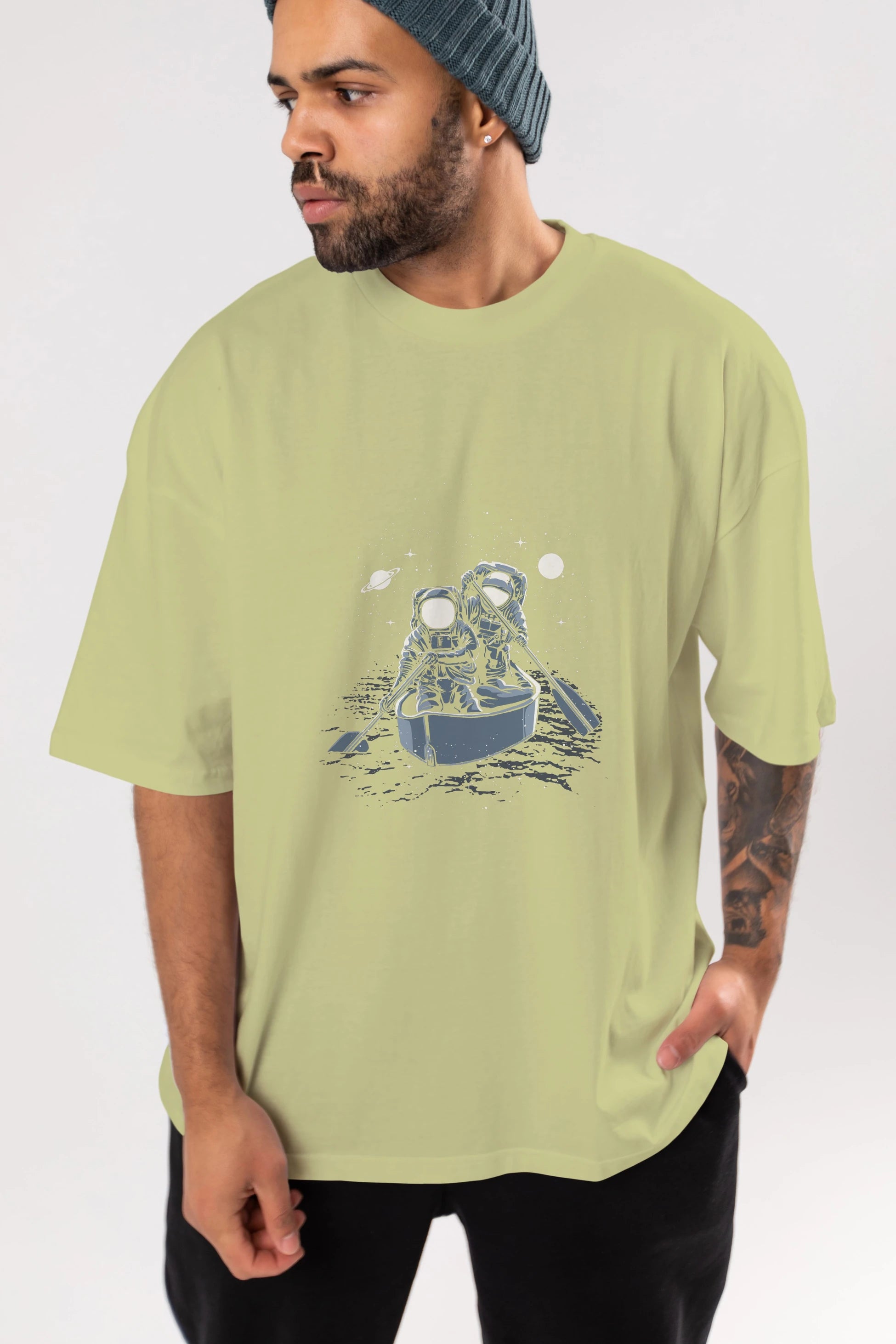 Across The Galaxy Ön Baskılı Oversize t-shirt Erkek Kadın Unisex %100 Pamuk tişort