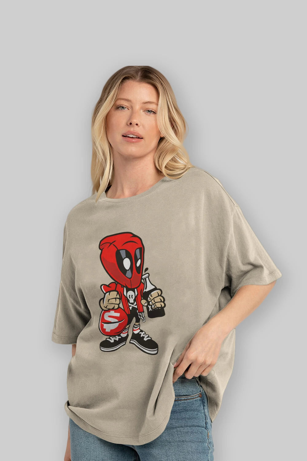 Deadpool (20) Ön Baskılı Oversize t-shirt Erkek Kadın Unisex %100 Pamuk Bisiklet Yaka tişort