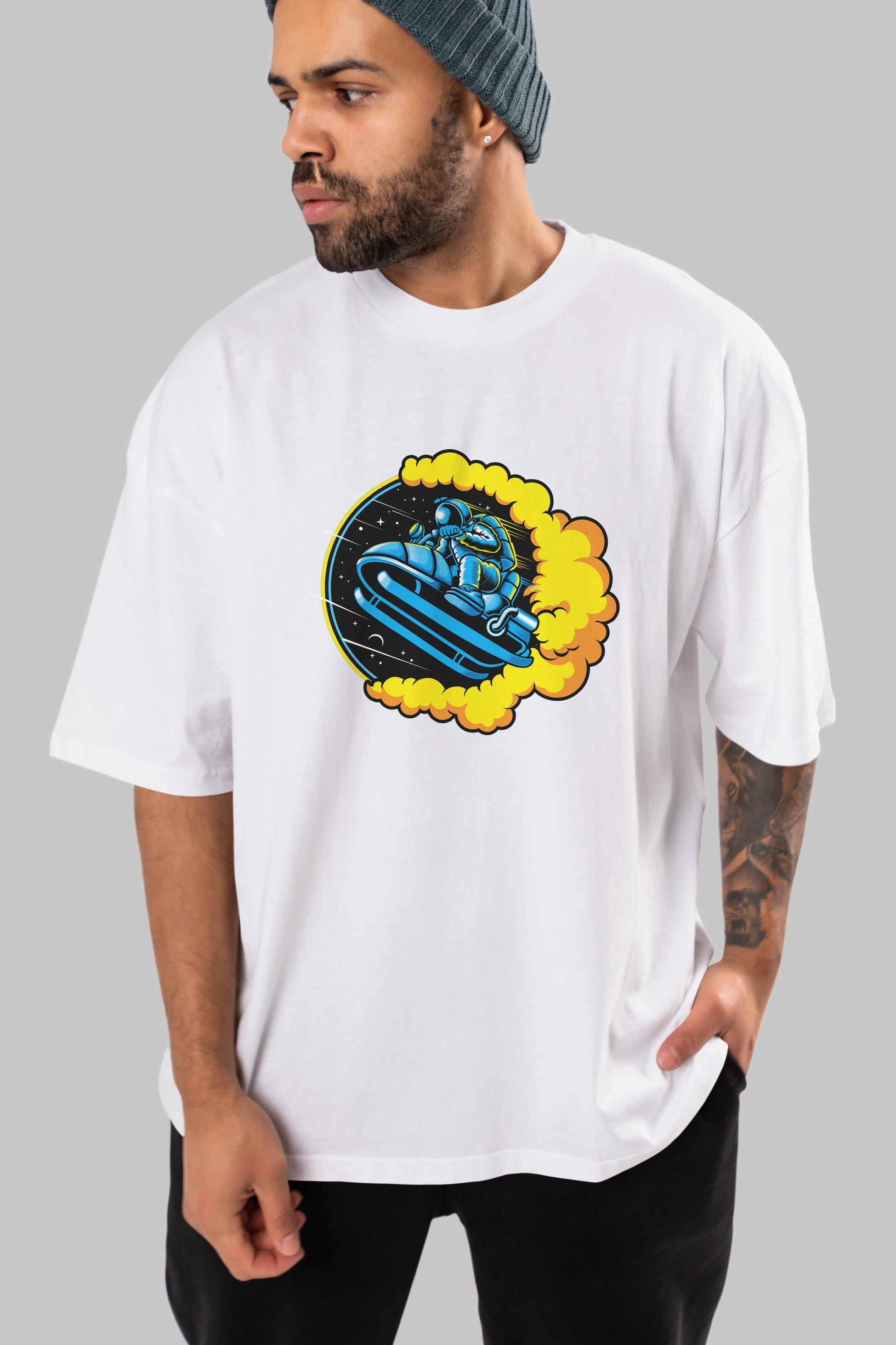 Astrojump with Snowmobile Ön Baskılı Oversize t-shirt Erkek Kadın Unisex