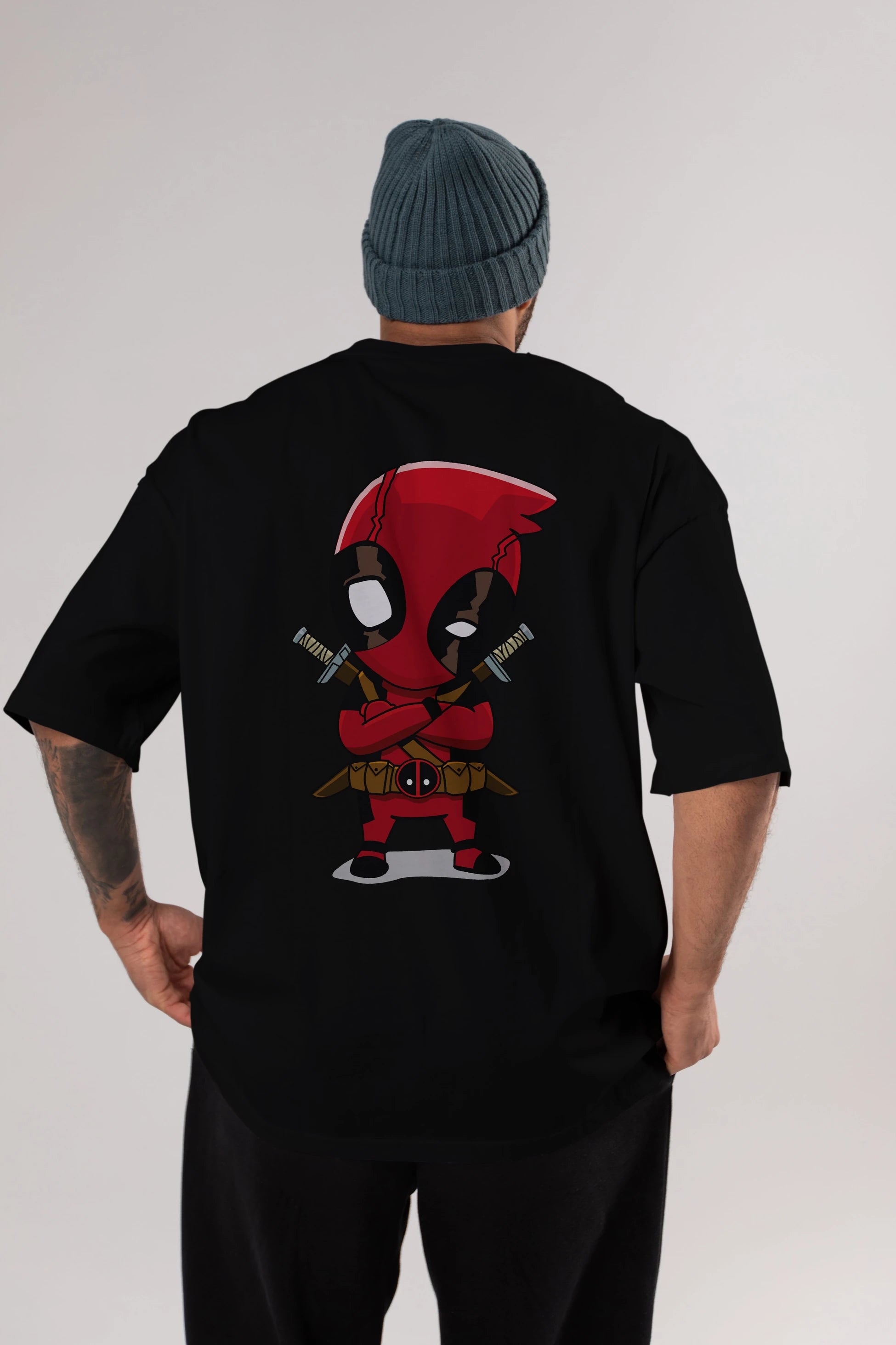 Deadpool (19) Arka Baskılı Oversize t-shirt Erkek Kadın Unisex %100 Pamuk Bisiklet Yaka tişort