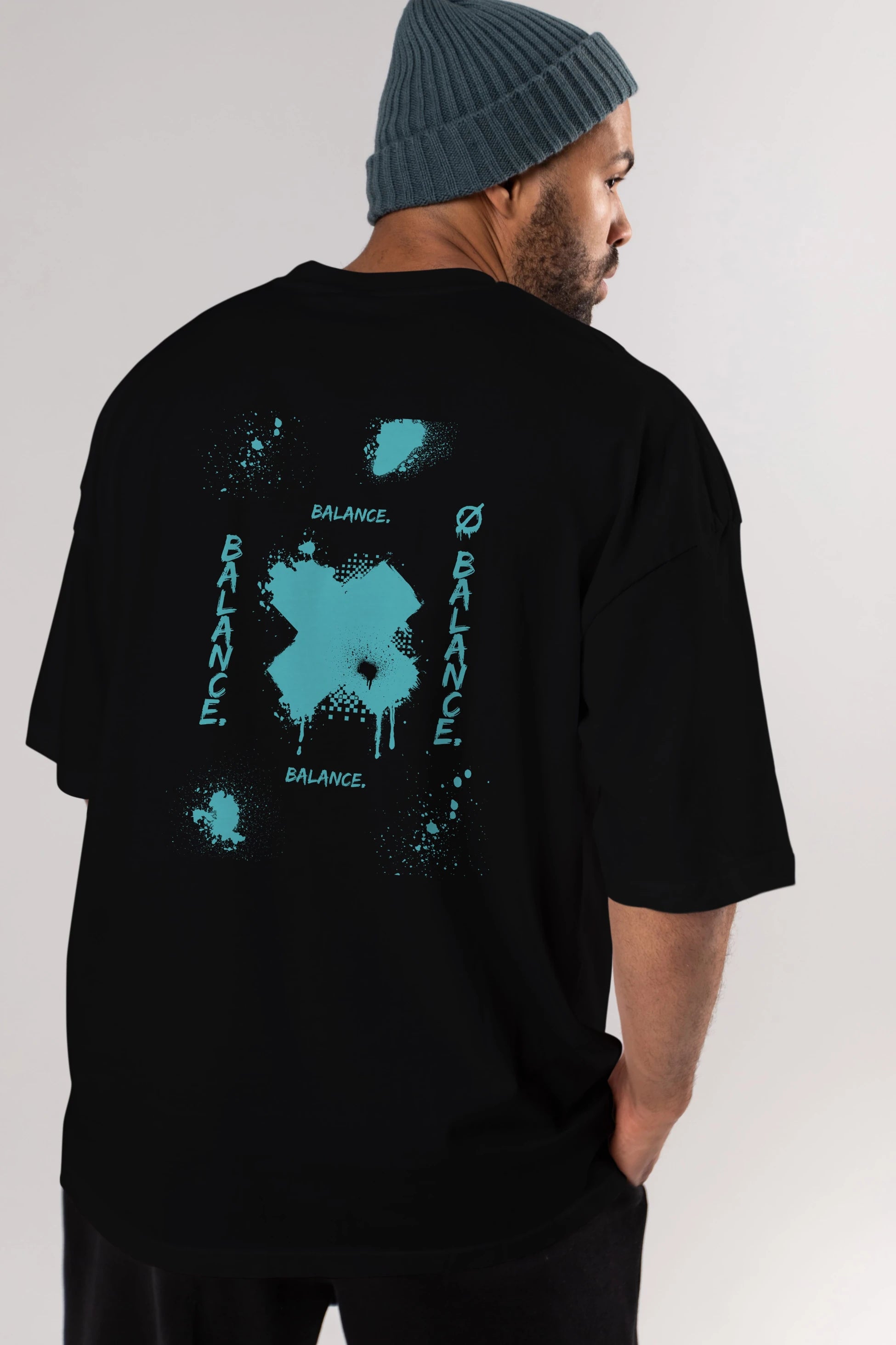 Balance Balance Yazılı Arka Baskılı Oversize t-shirt Erkek Kadın Unisex
