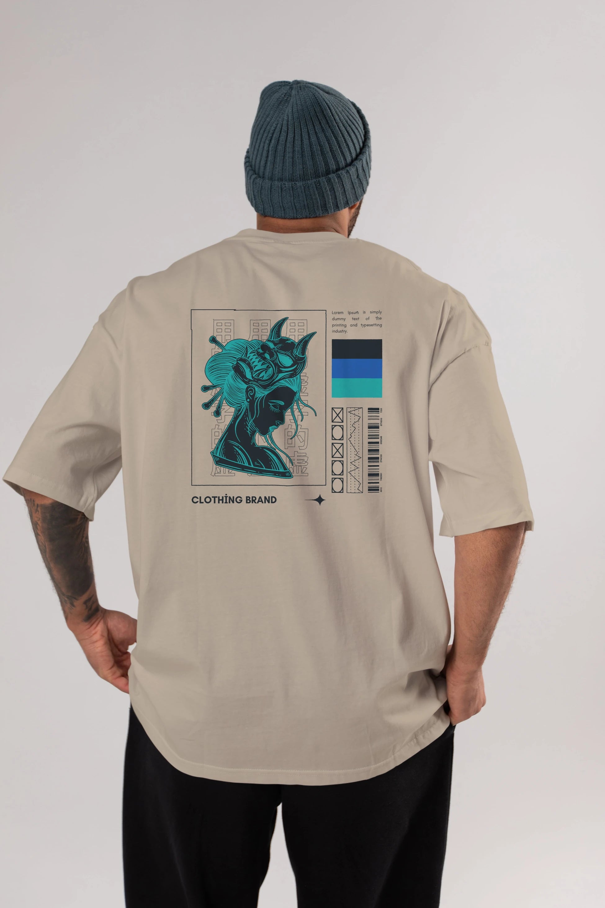 Hipster Japanese Style 2 Arka Baskılı Oversize t-shirt Erkek Kadın Unisex