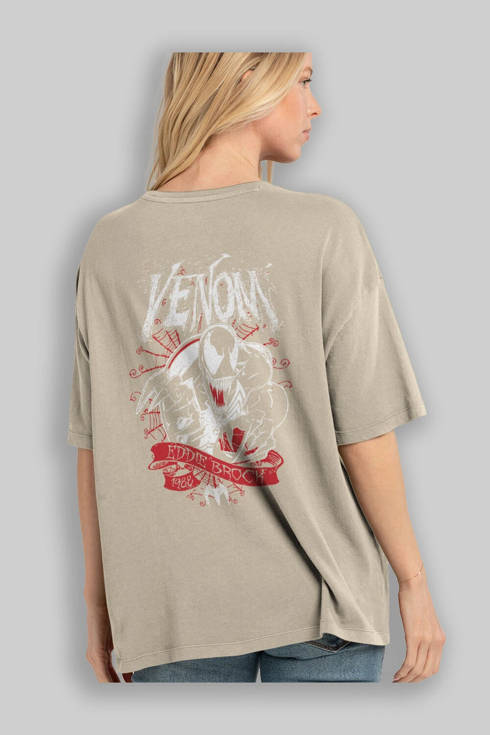 Venom (11) Arka Baskılı Oversize t-shirt Erkek Kadın Unisex %100 Pamuk Bisiklet Yaka tişort