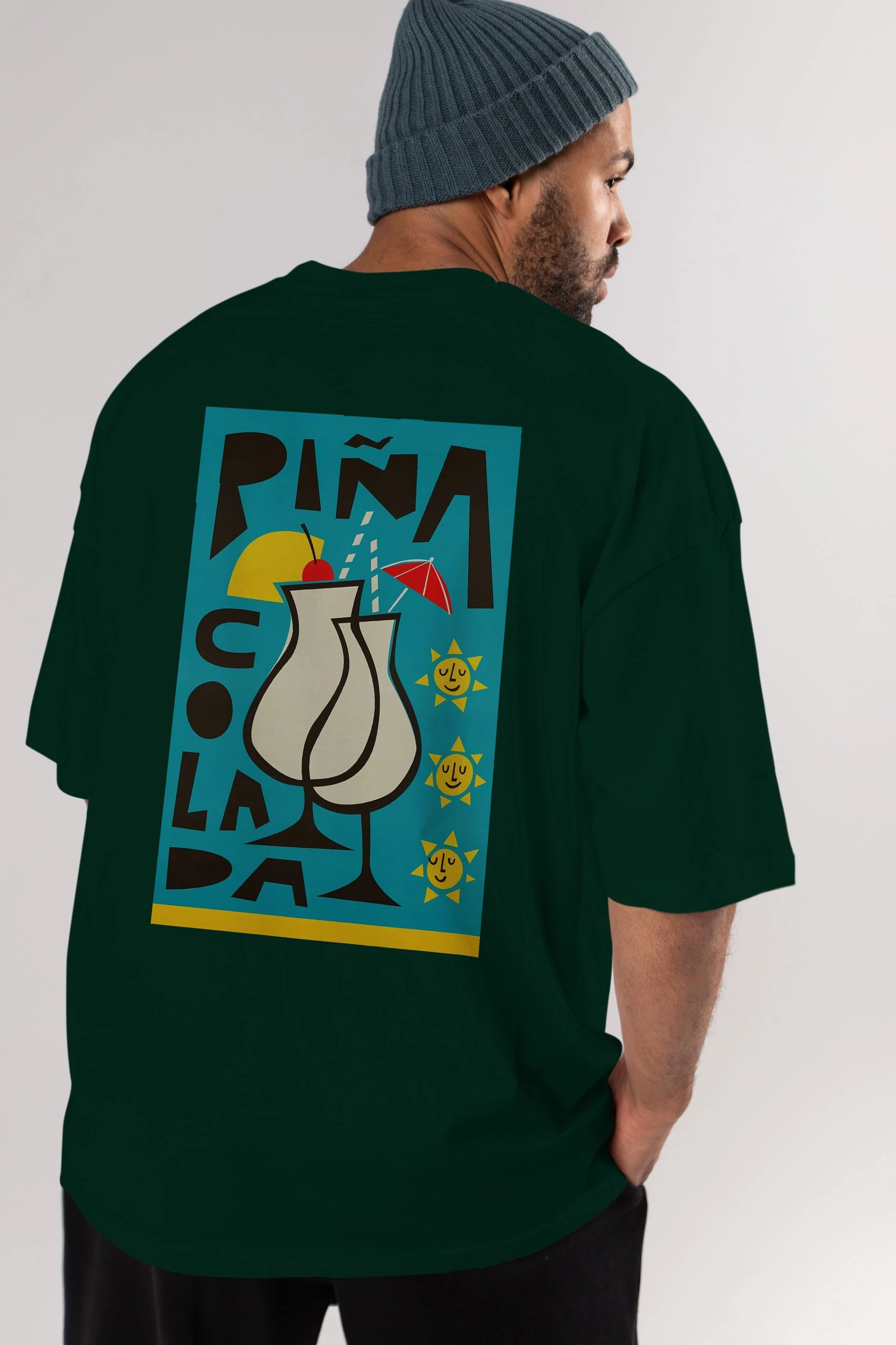 Pina Colada 4 Arka Baskılı Oversize t-shirt Erkek Kadın Unisex %100 Pamuk Bisiklet Yaka tişort