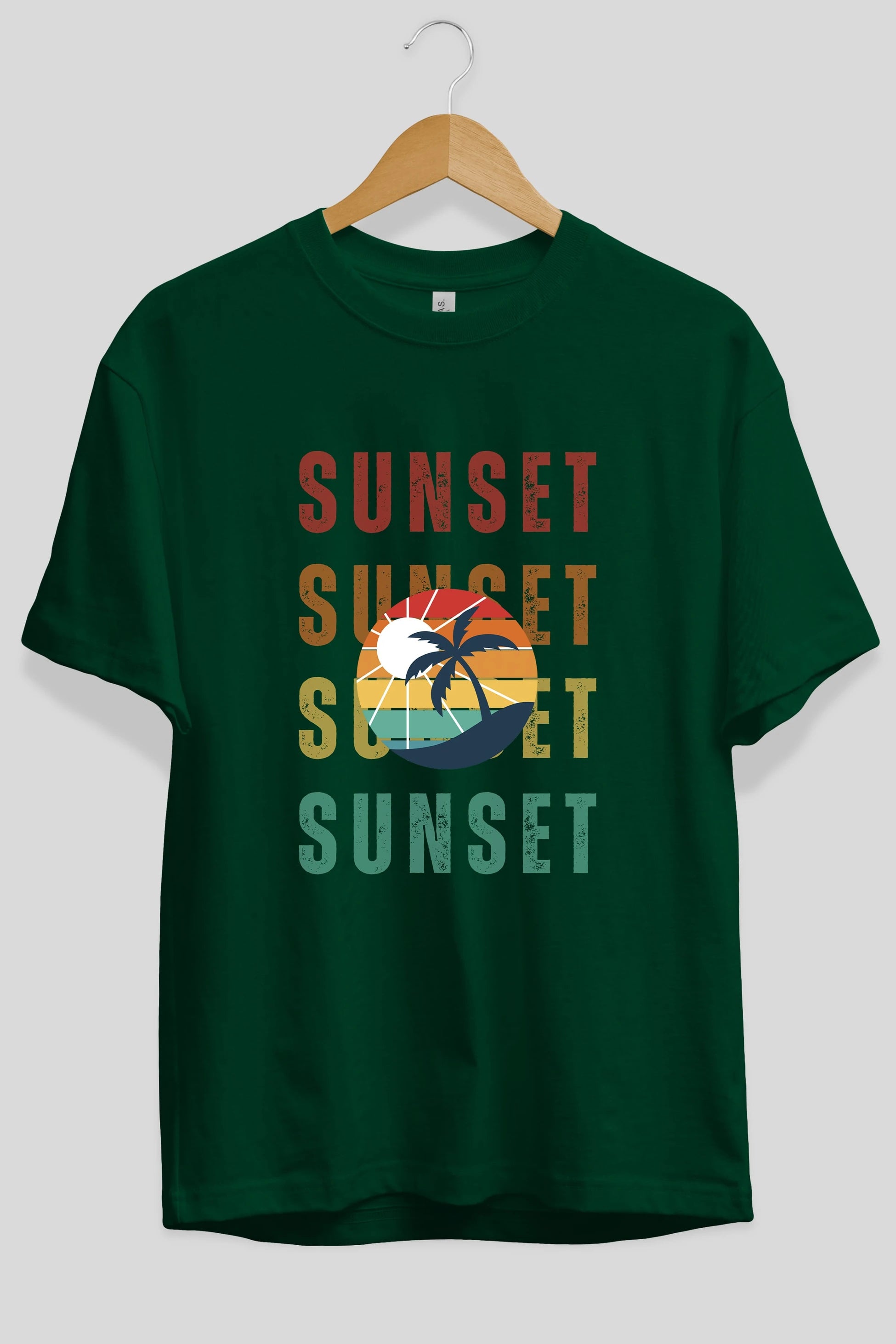 Sunset Yazılı Ön Baskılı Oversize t-shirt Erkek Kadın Unisex
