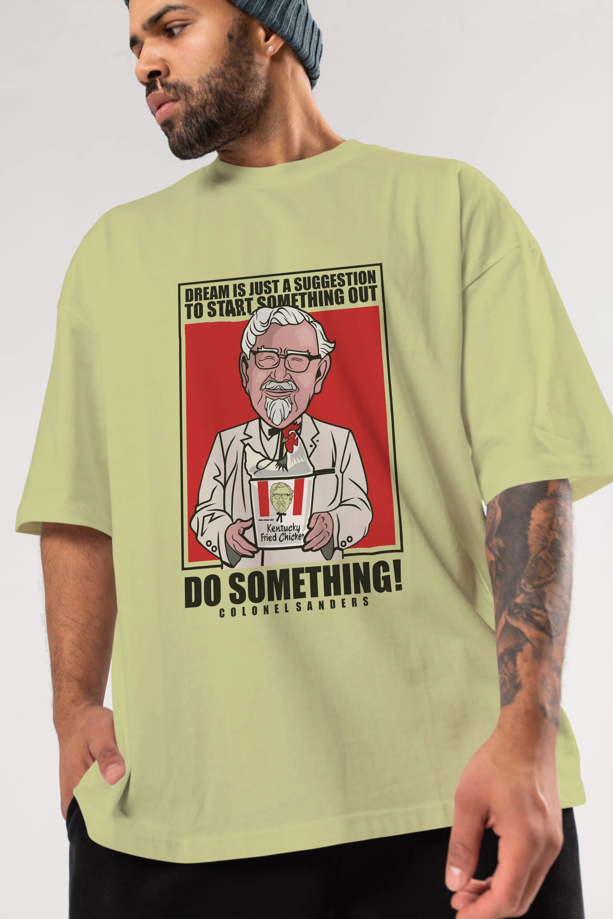 Colonel Sanders Ön Baskılı Oversize t-shirt Erkek Kadın Unisex %100 Pamuk tişort