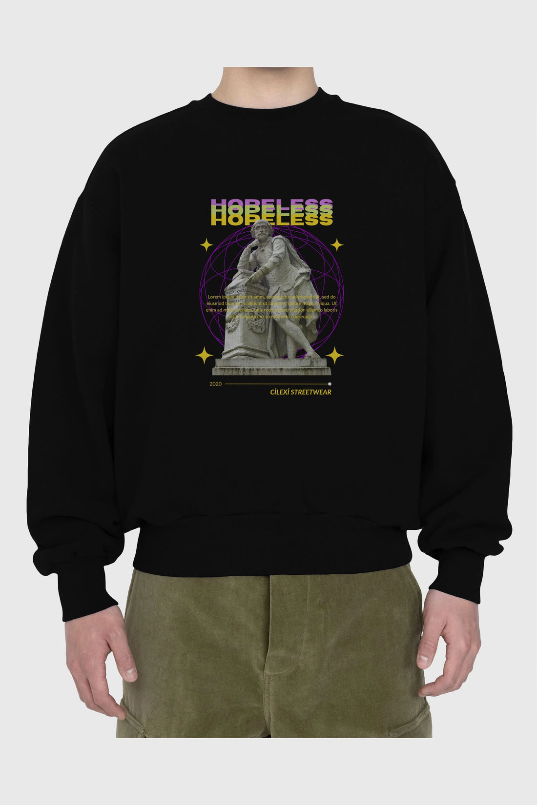 Hopeless Ön Baskılı Oversize Sweatshirt Erkek Kadın Unisex