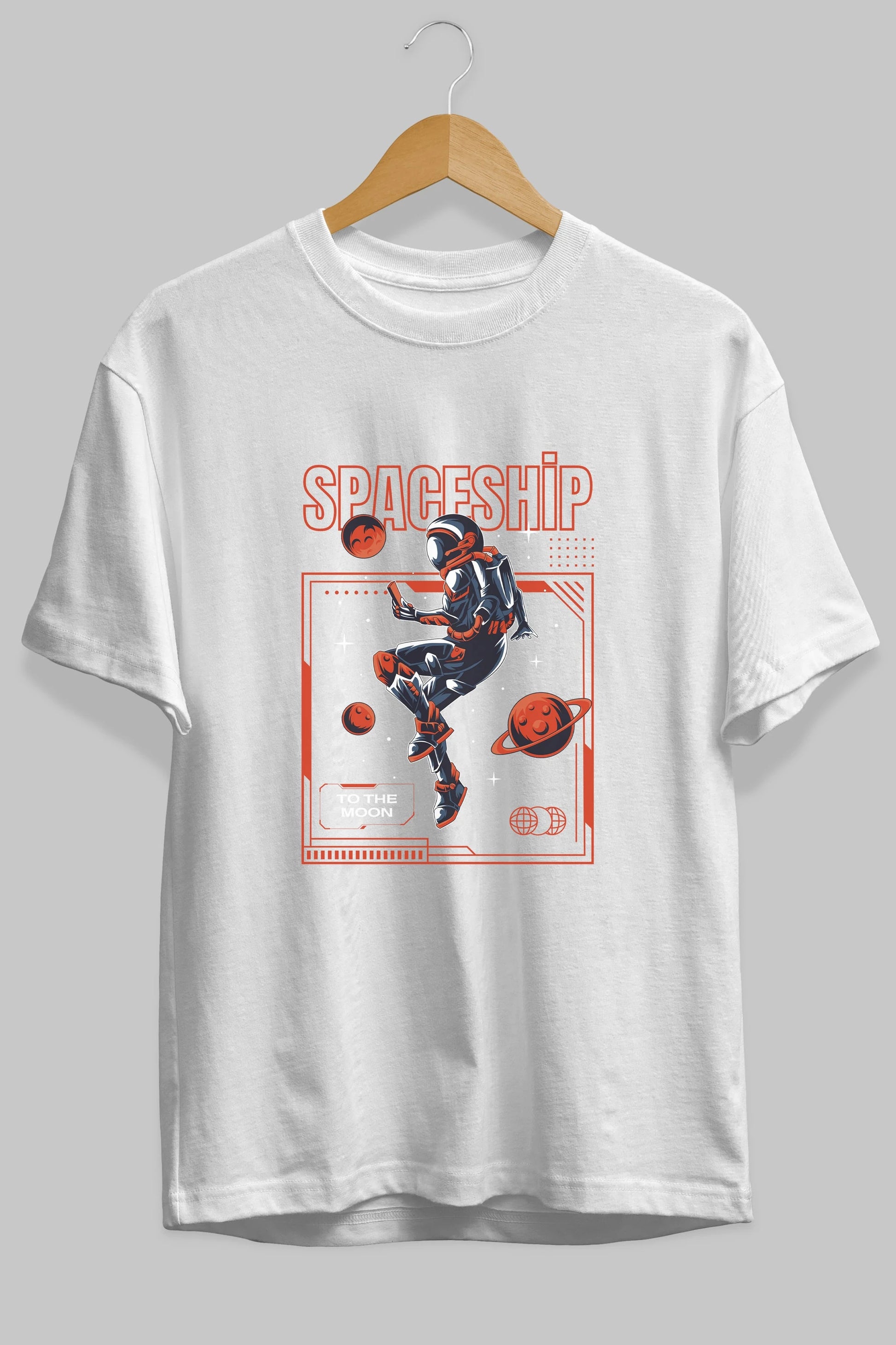 Spaceship Ön Baskılı Oversize t-shirt Erkek Kadın Unisex
