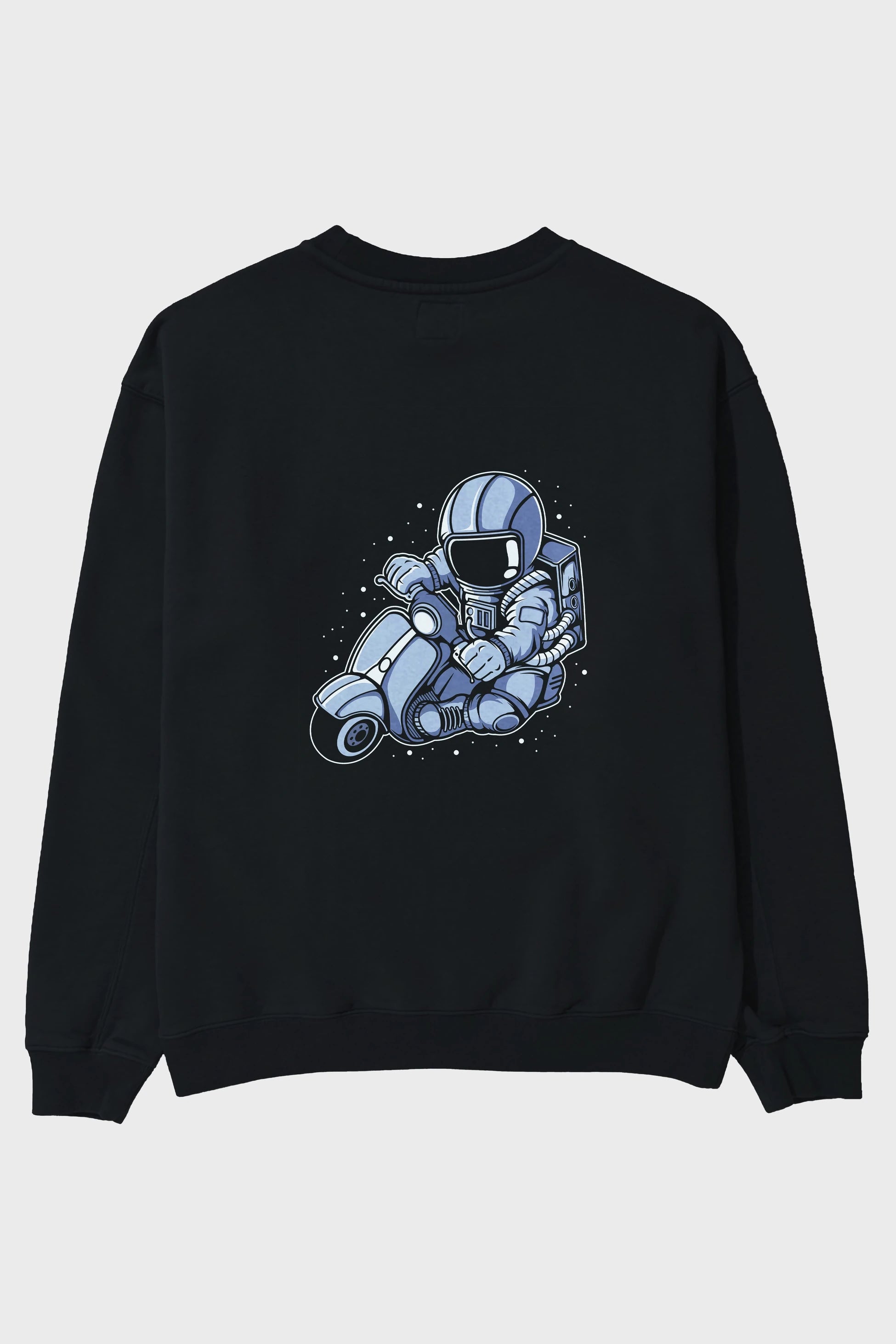 Astronaut Scooter (2) Arka Baskılı Oversize Sweatshirt Erkek Kadın Unisex