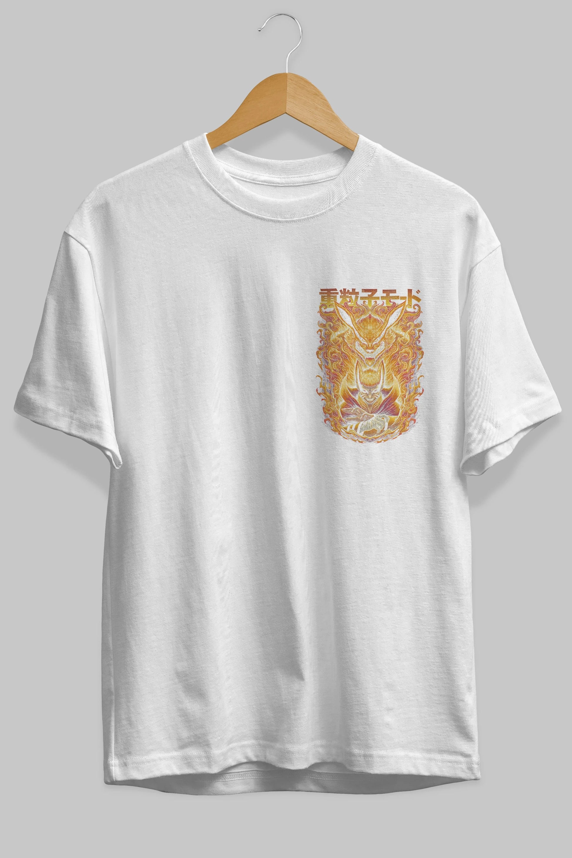 NARUTO KYUUBI 1 Ön Sol Baskılı Oversize t-shirt Erkek Kadın Unisex %100 Pamuk Bisiklet Yaka tişort