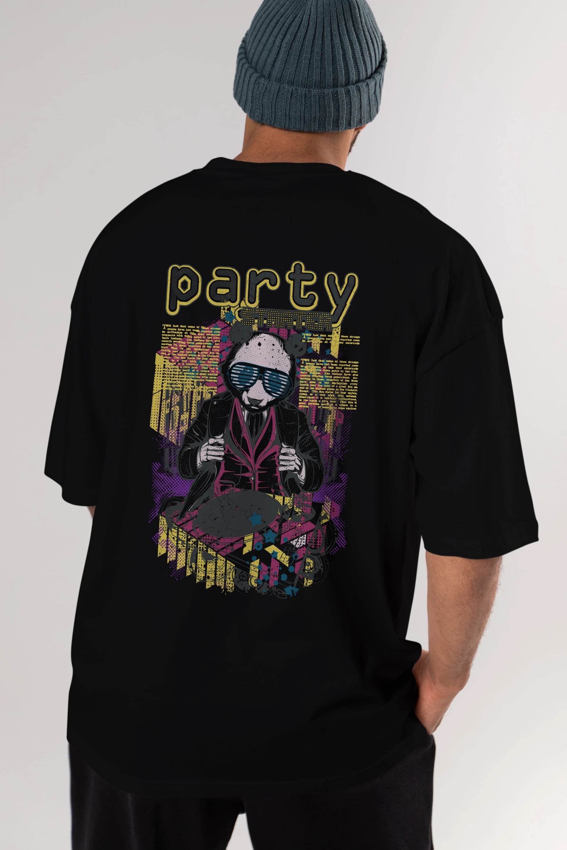 Party Starter Arka Baskılı Oversize t-shirt Erkek Kadın Unisex