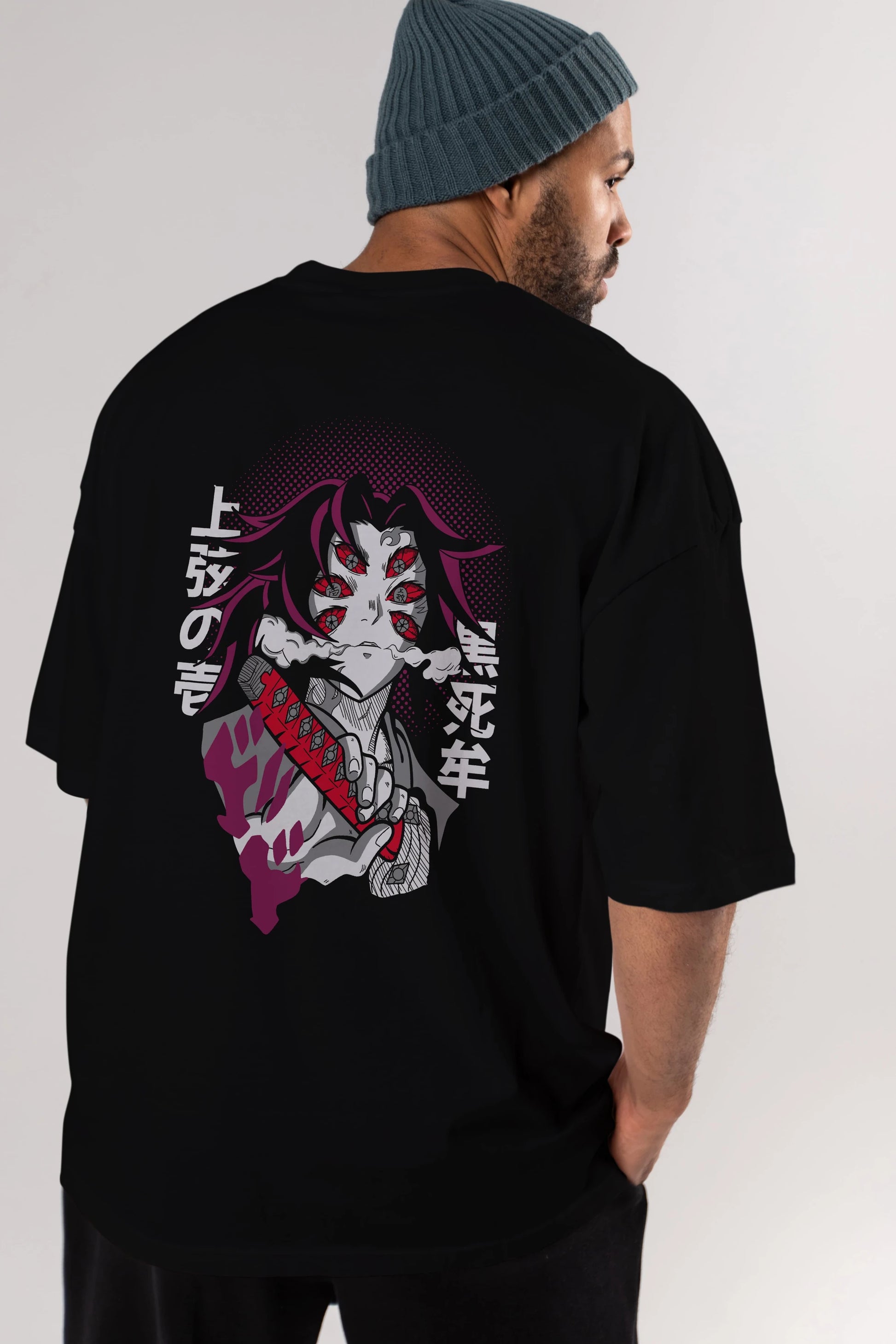 Kokushibo Anime Arka Baskılı Oversize t-shirt Erkek Kadın Unisex